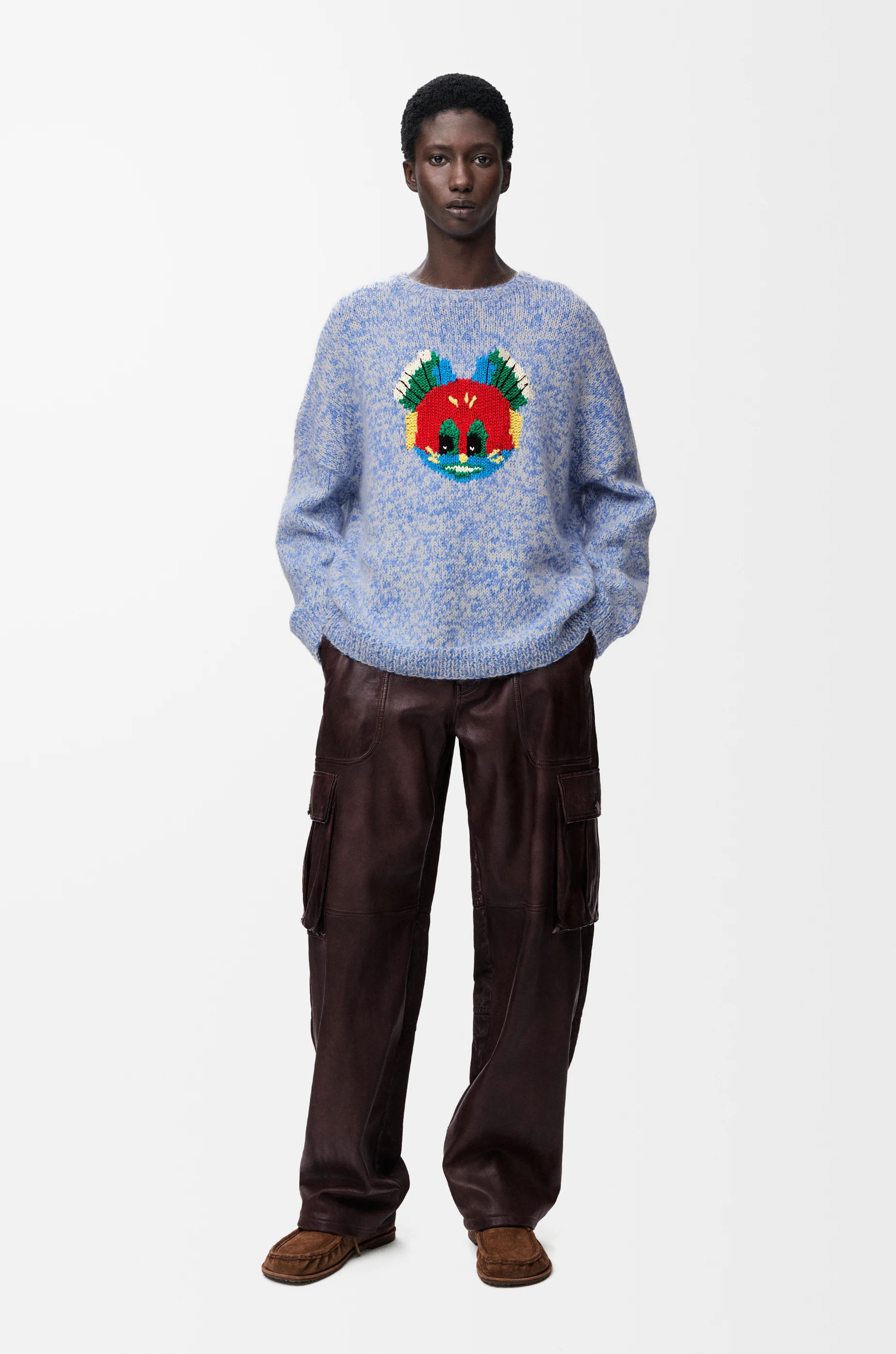 LOEWE Jersey en mezcla de lana y mohair Azul/Blanco