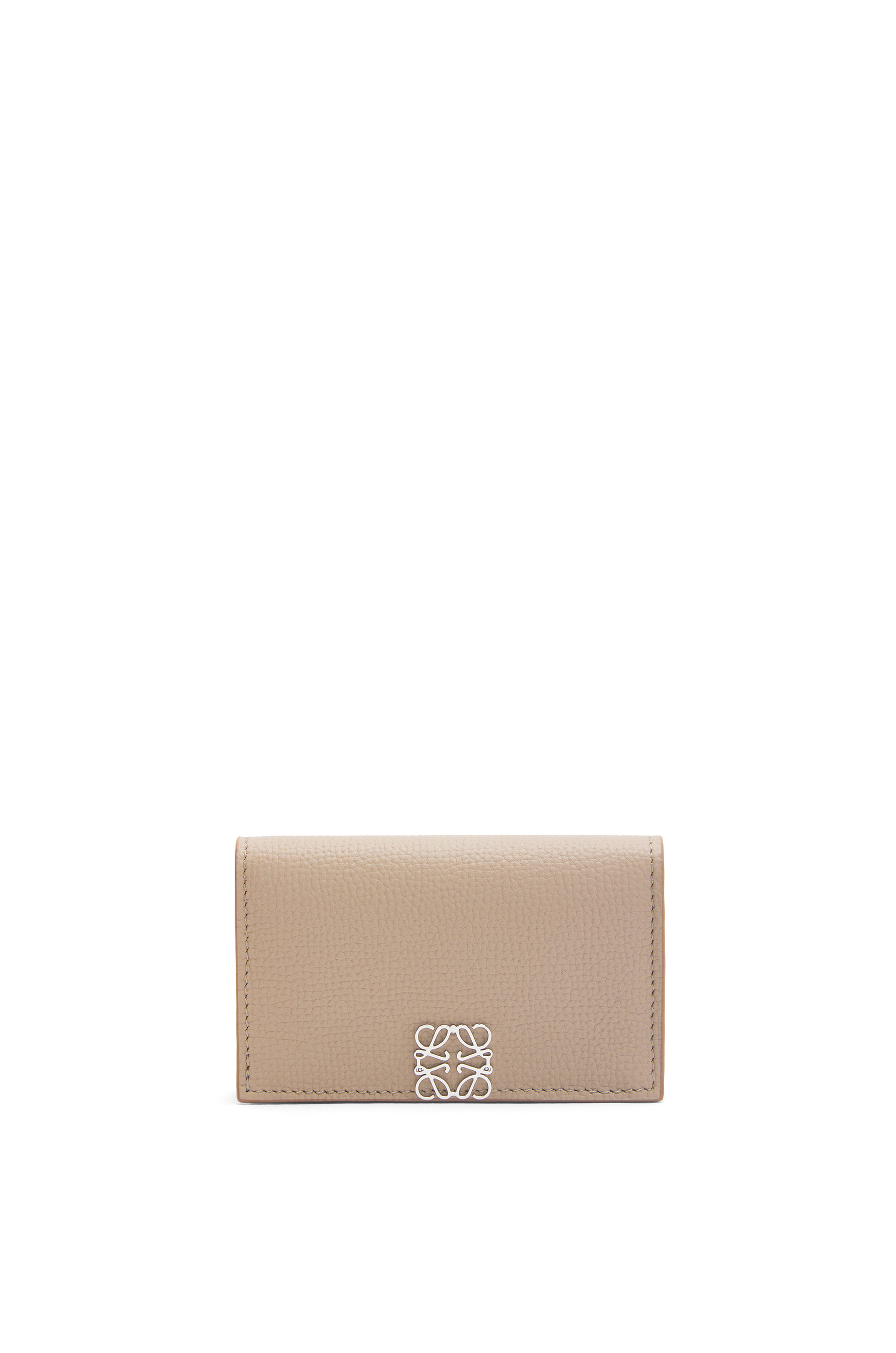 Anagram business cardholder in pebble grain calfskin Sand - LOEWE
