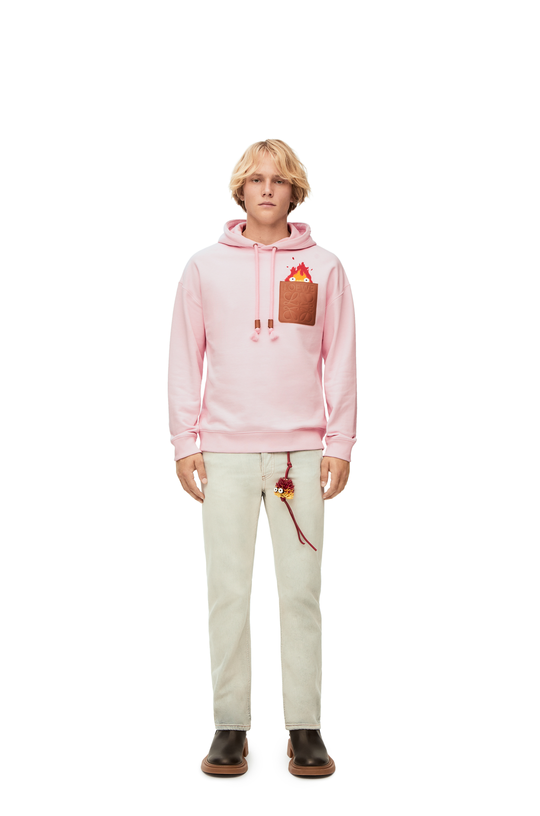 カルシファー レザーパッチ フーディー(コットン) チョーク - LOEWE カルシファー レザーパッチ フーディー(コットン) チョーク - LOEWE