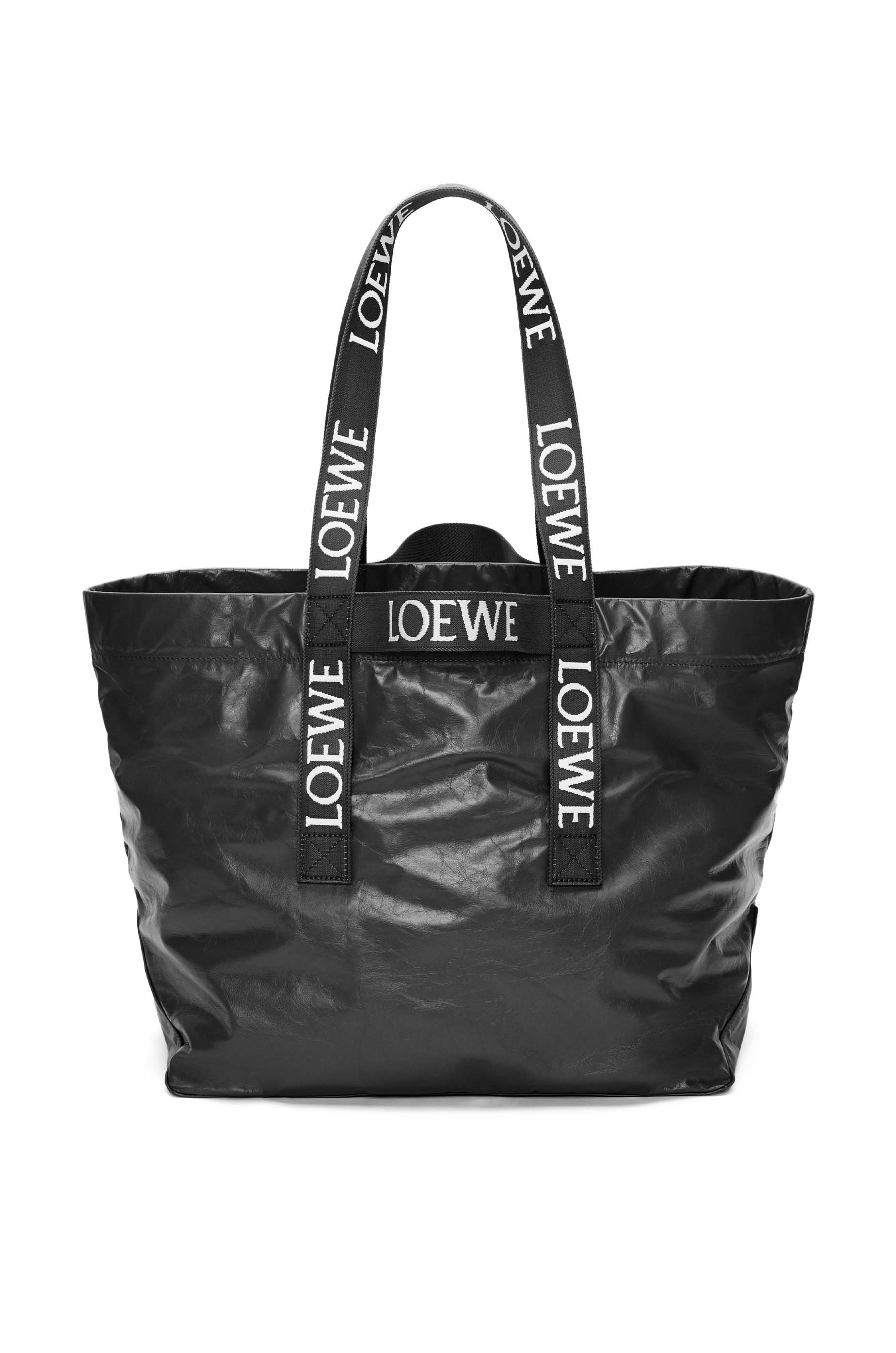 para justificar Islas del pacifico De otra manera Fold Shopper in paper calfskin Black - LOEWE