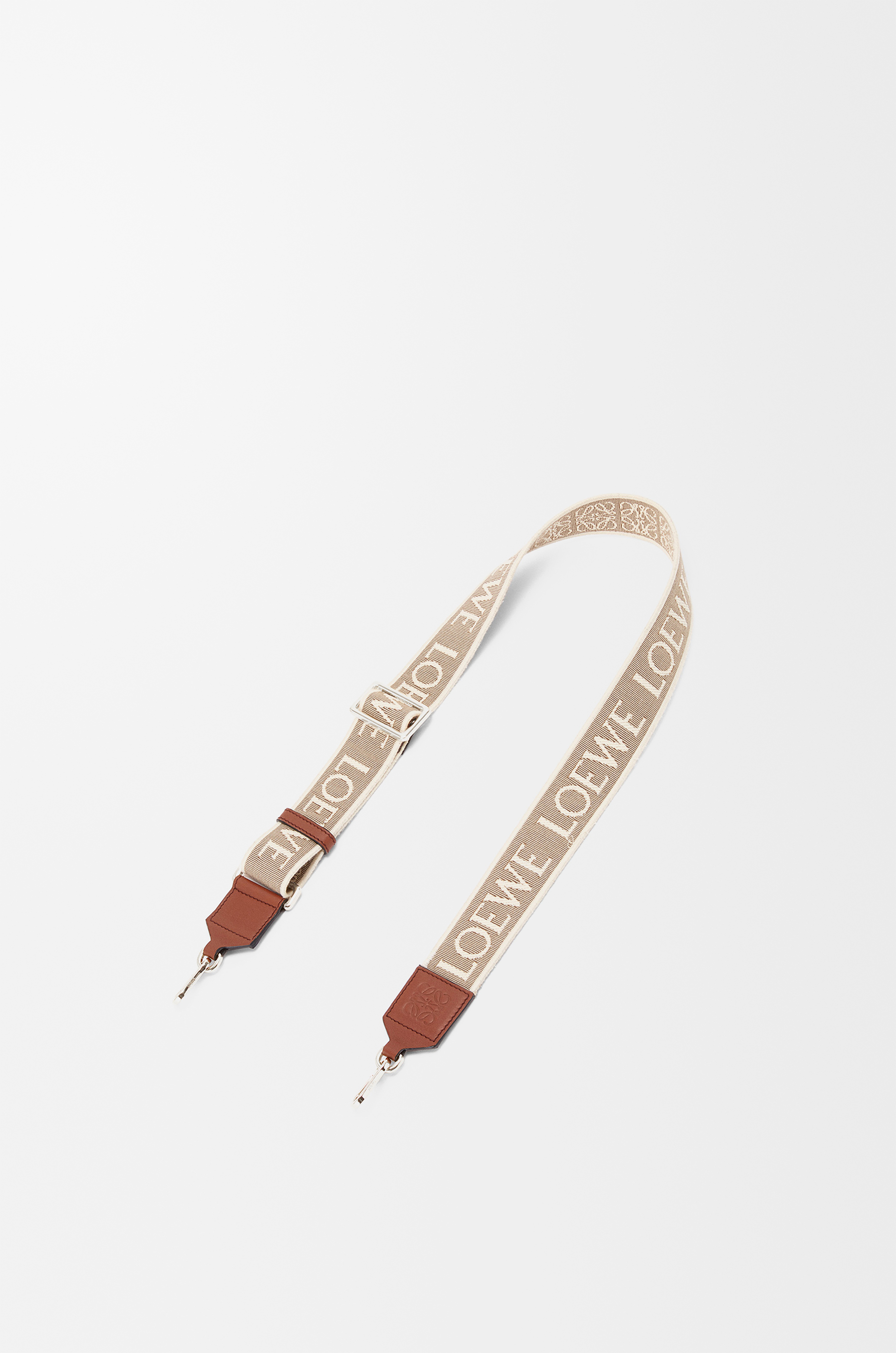 Anagram strap in jacquard and calfskin Natural/Tan/Palladium - LOEWE