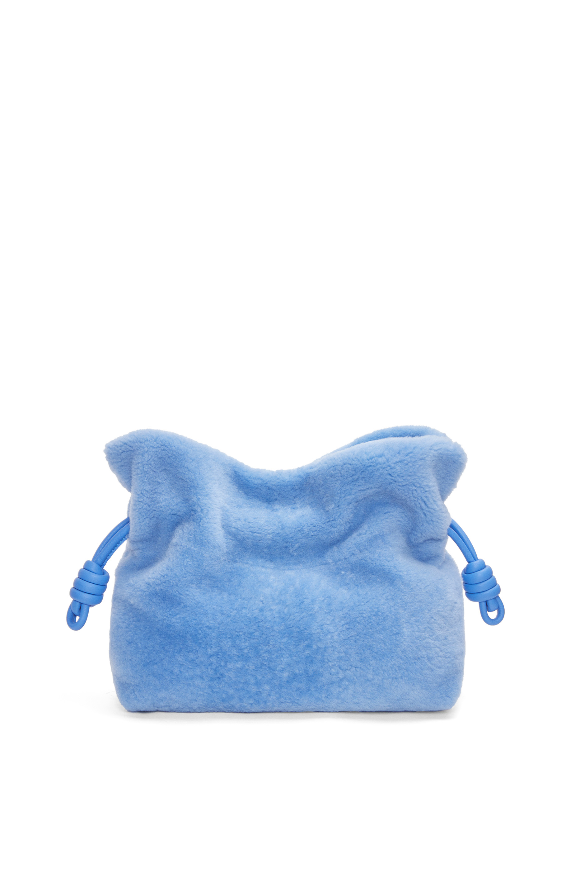 Pale blue suede top clutch bag