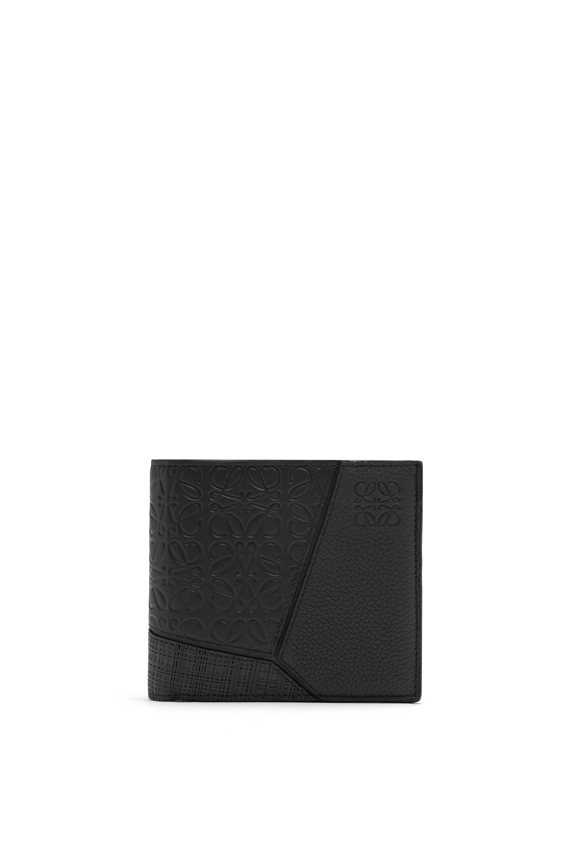Puzzle bifold wallet in calfskin Black 