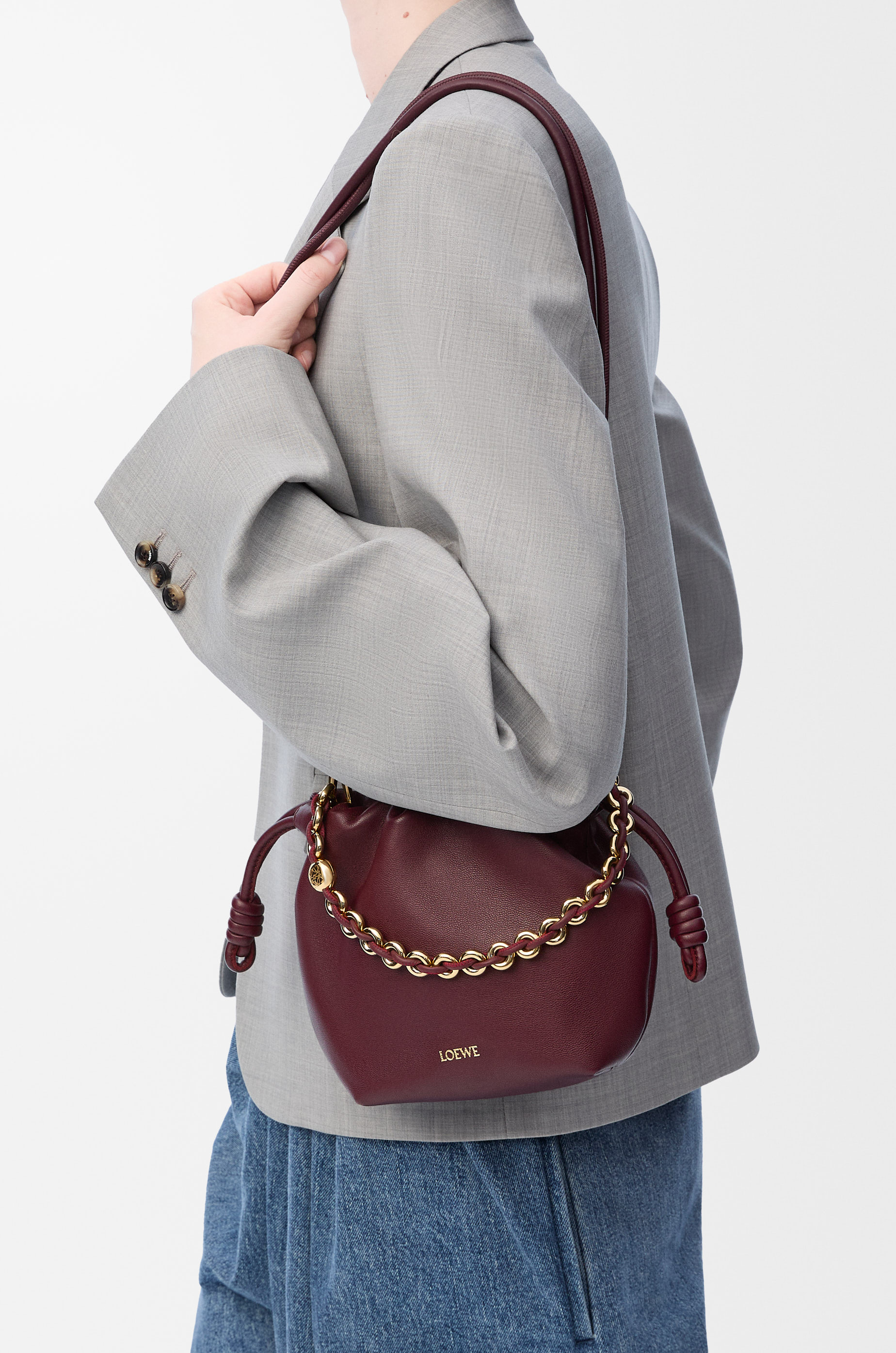 LOEWE Mini Flamenco purse in mellow nappa lambskin Dark Burgundy