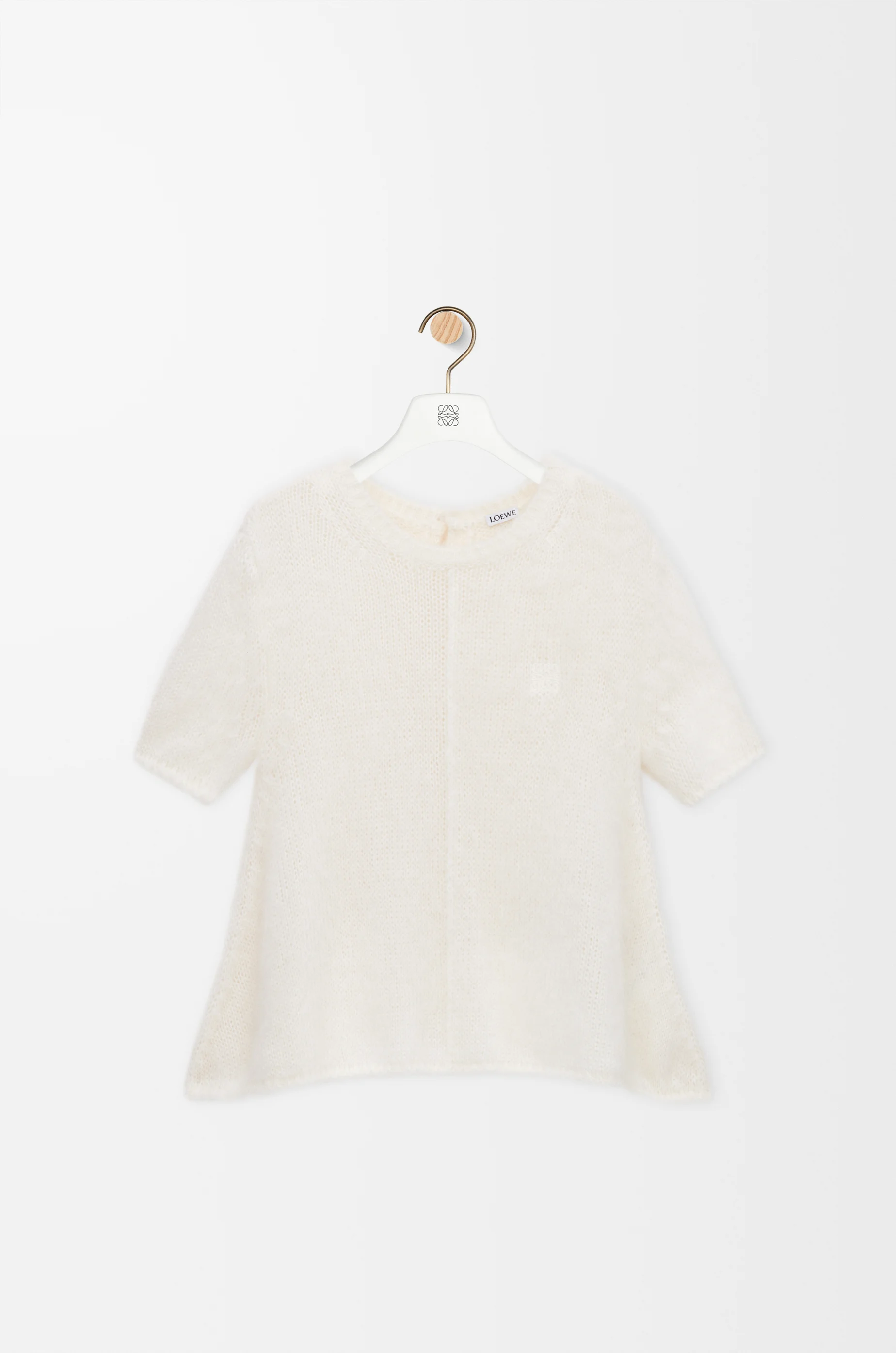 Short sleeve sweater in mohair blend White - LOEWE