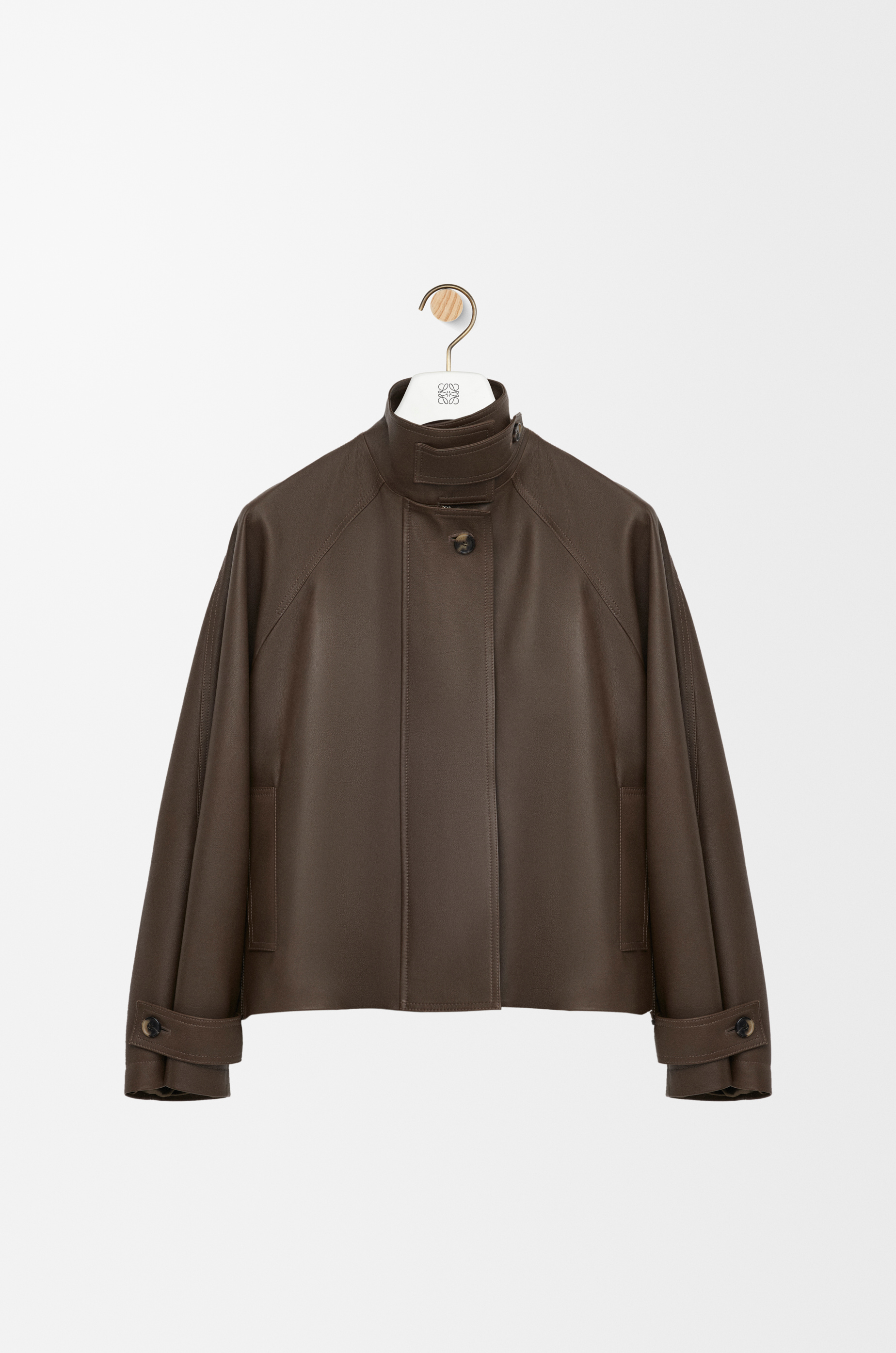 Short parka in nappa calfskin Green - LOEWE USA Official Website