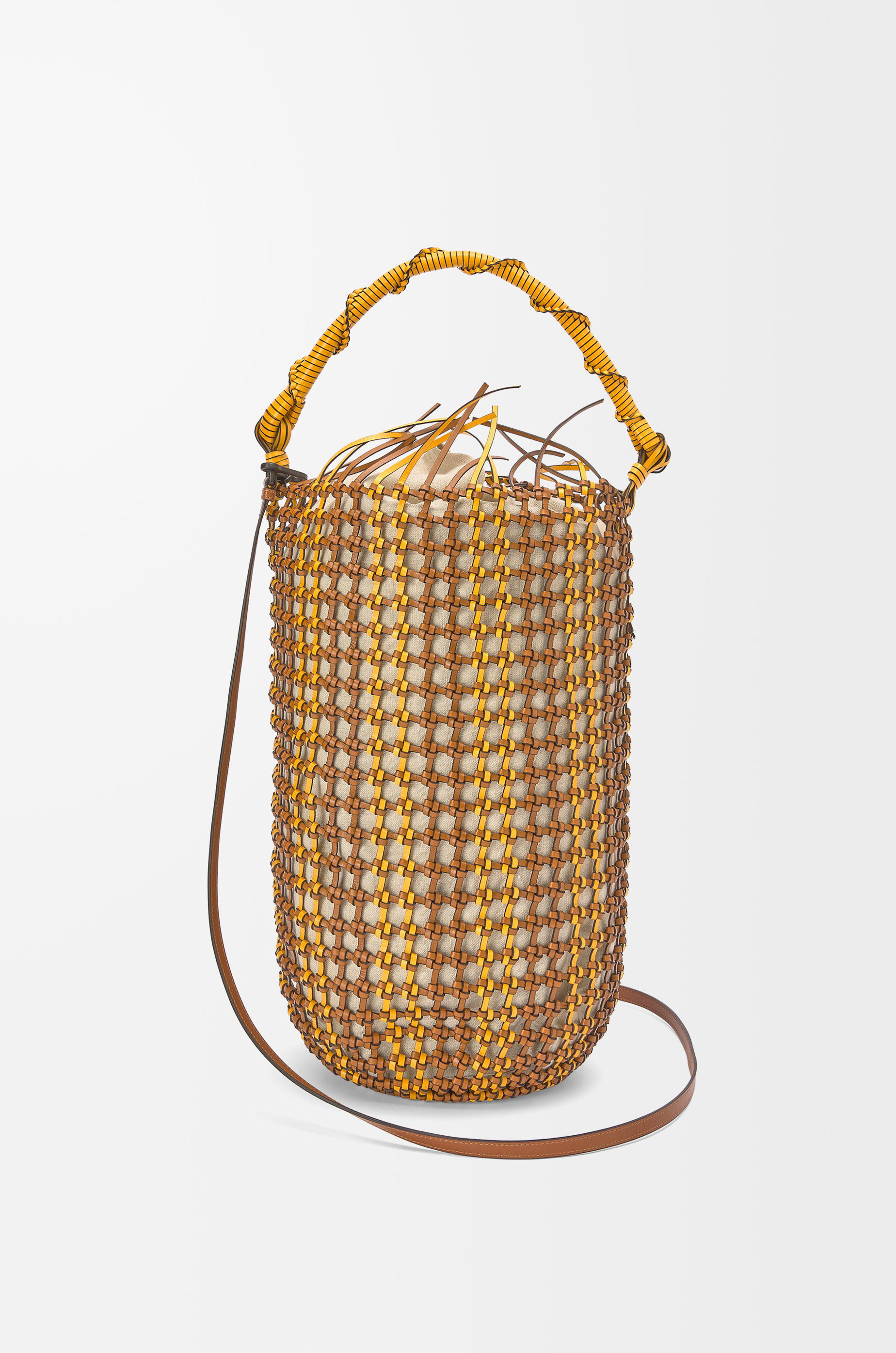 Loewe - Bucket Mesh Bag in Calfskin for Woman - Tan/Yellow - Calf