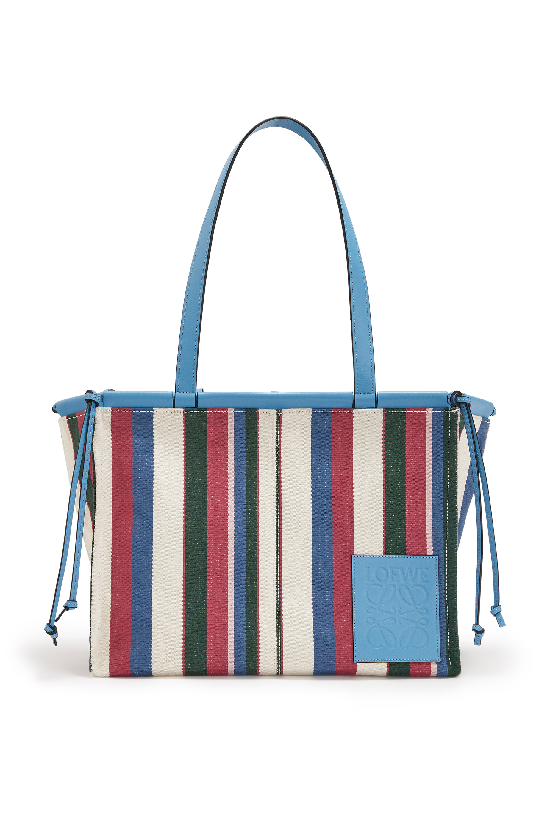 Cushion Tote bag in printed canvas and calfskin Sky Blue/Multicolor LOEWE
