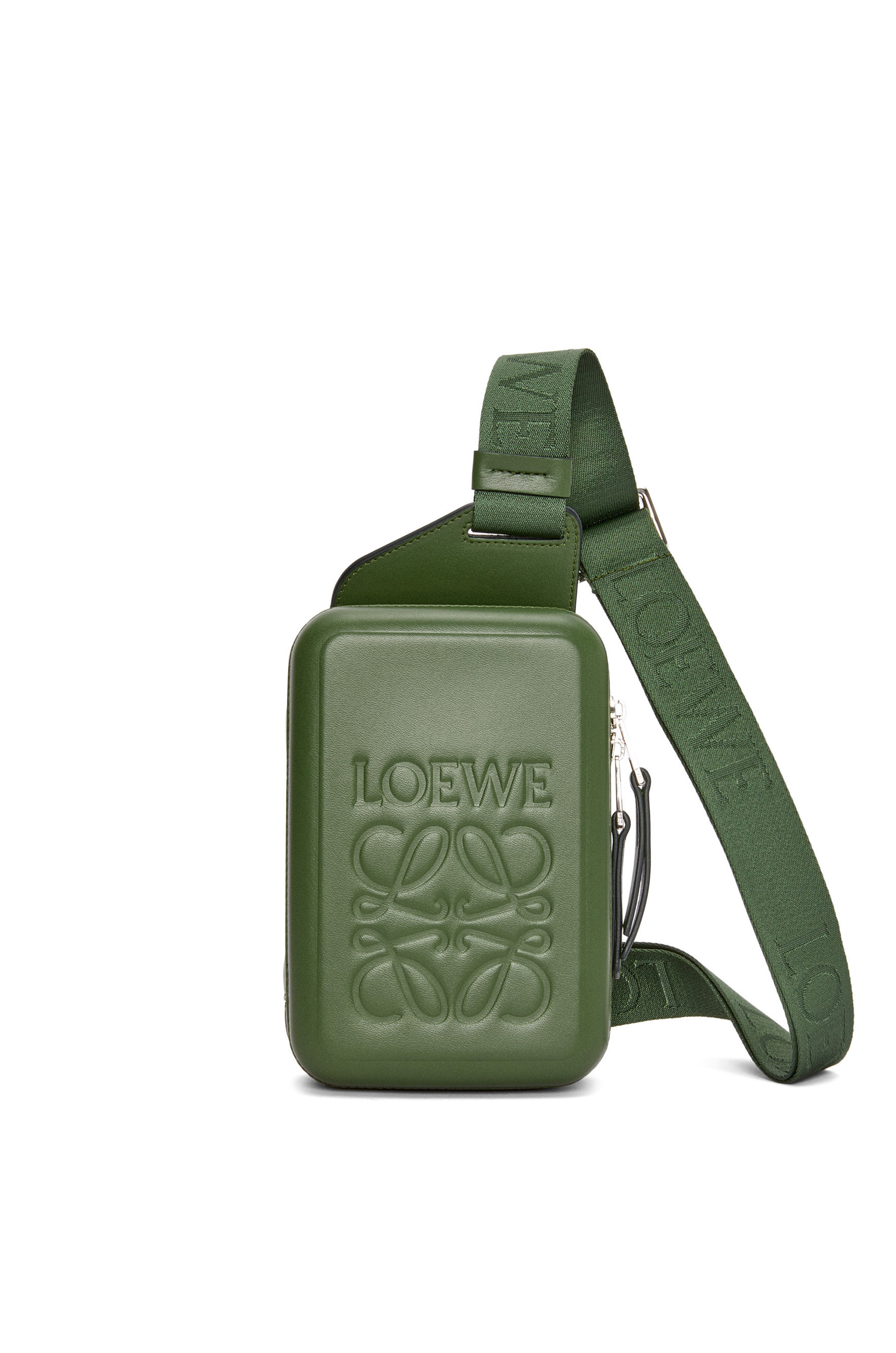 Small Cubi Crossbody bag in supple smooth calfskin and jacquard Hunter  Green - LOEWE