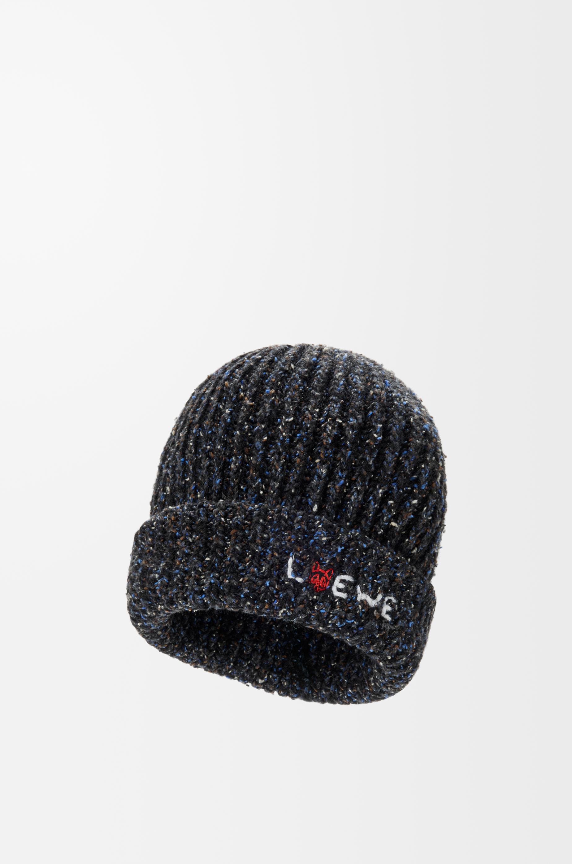LOEWE Beanie in wool, silk and alpaca blend Black Melange
