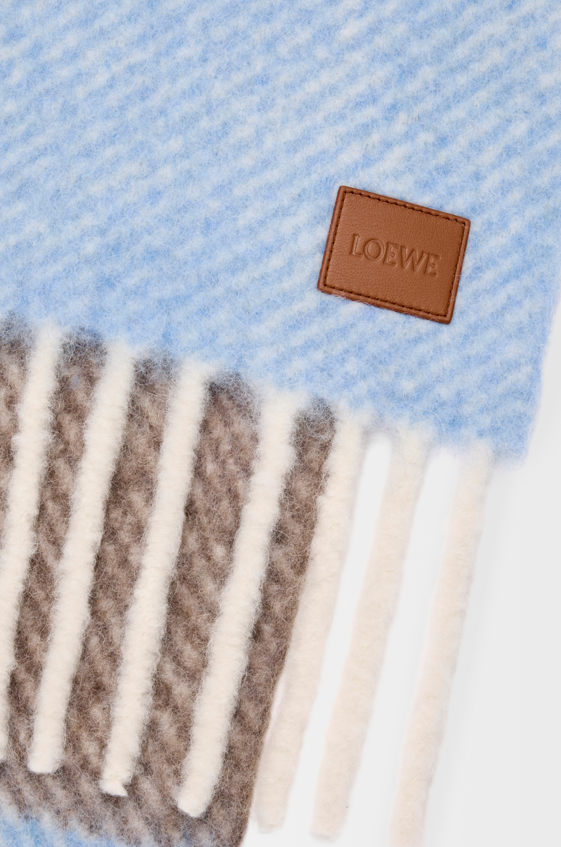LOEWE Scarf in alpaca and wool blend Light Blue/Sandstone/Brown