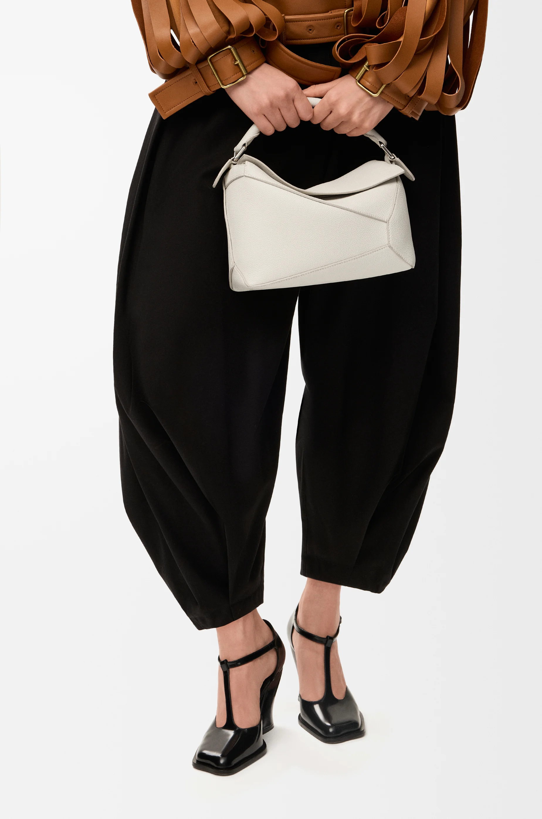 LOEWE Small Puzzle Edge bag in soft grained calfskin Soft White