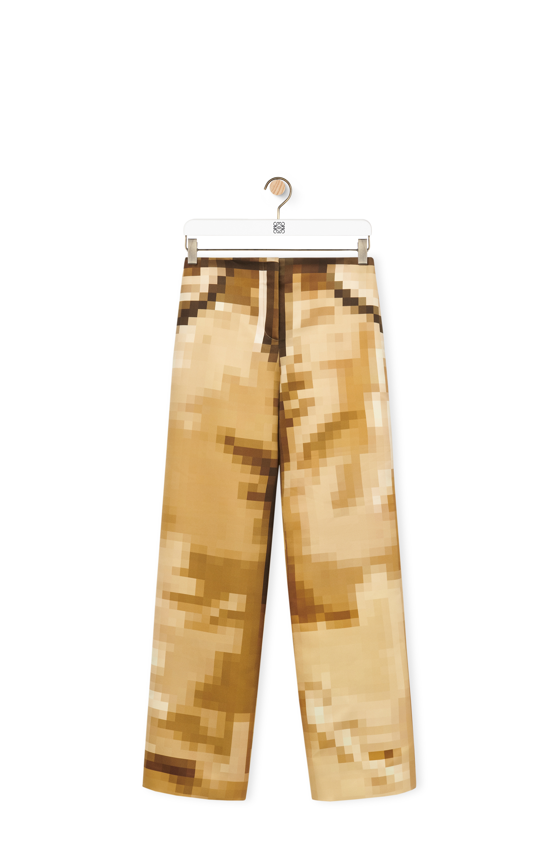Pixelated trousers in silk Camel/Multicolor - LOEWE