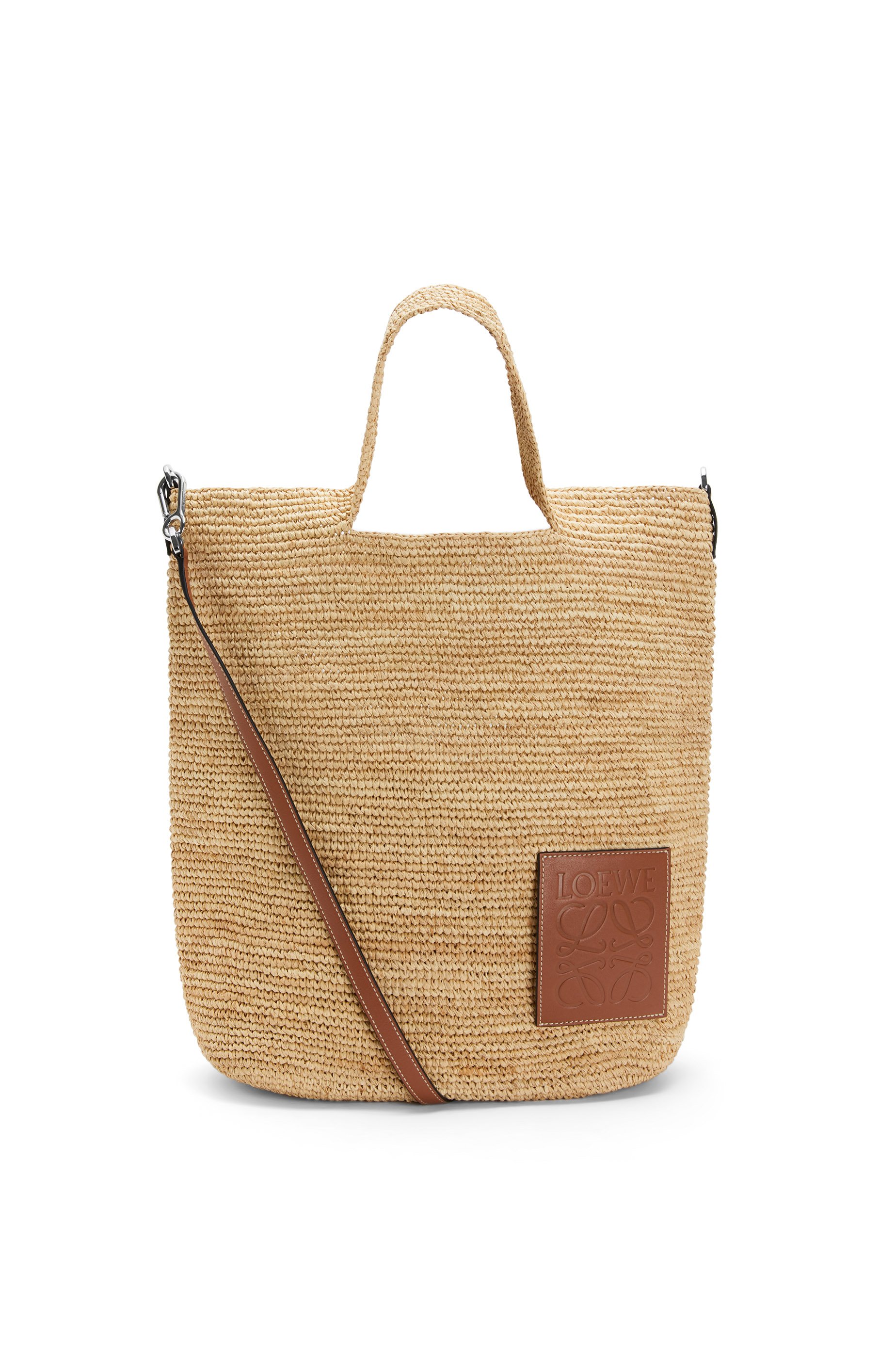 Slit bag in raffia and calfskin Natural 