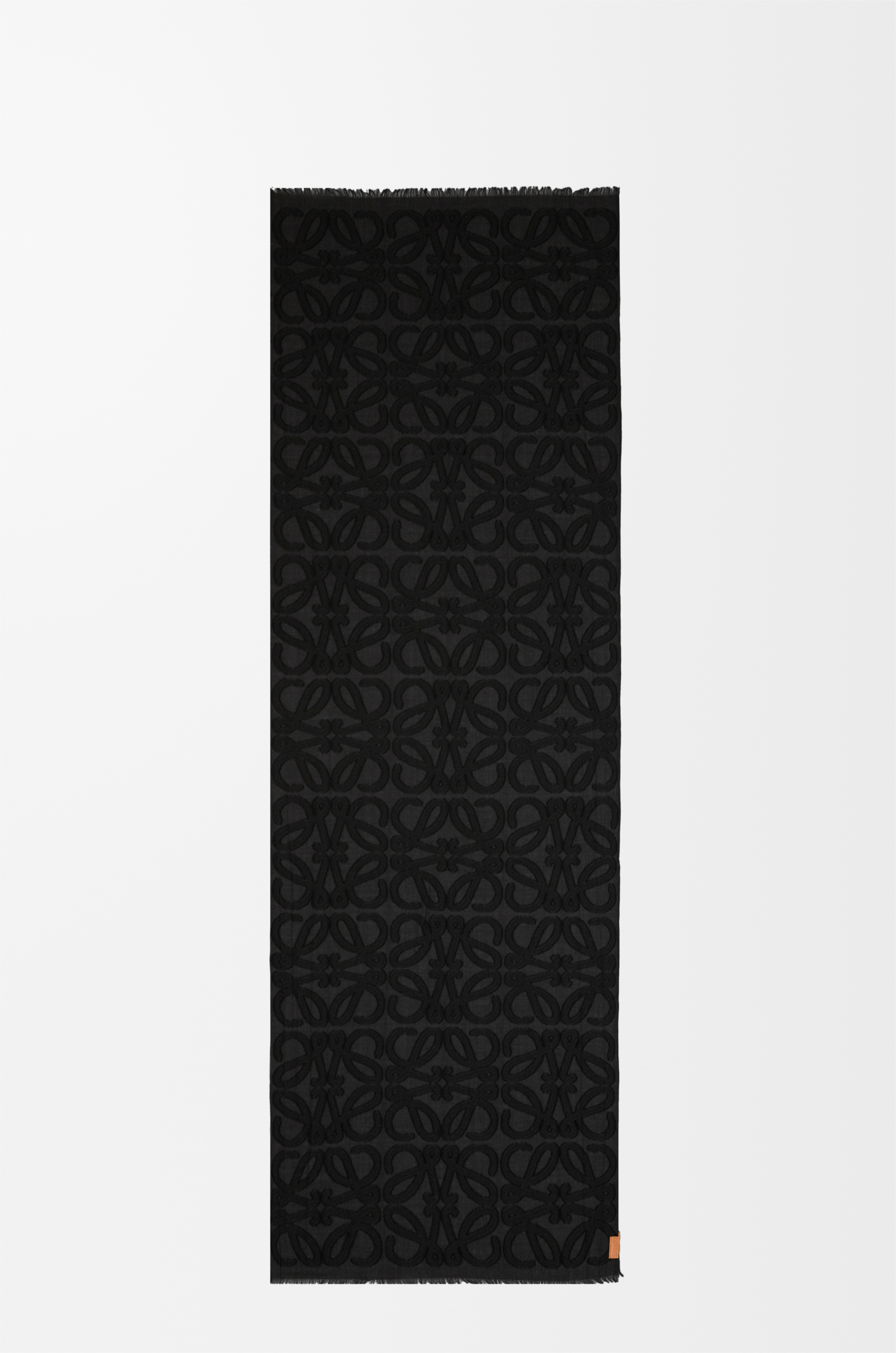 LOEWE 黒 シルク混紡 ストール スカーフ（ウール＆シルク） ブラック - LOEWE