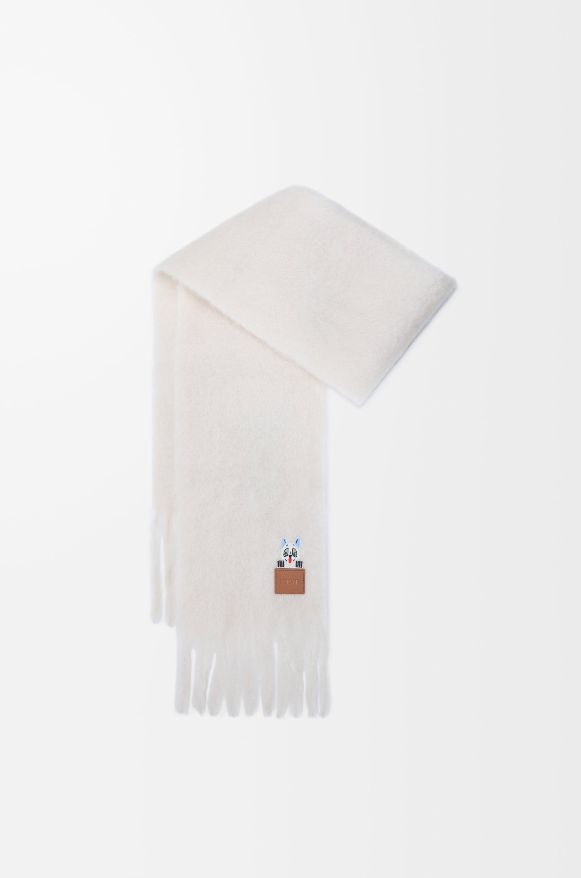 Scarf in mohair and wool blend White - LOEWE