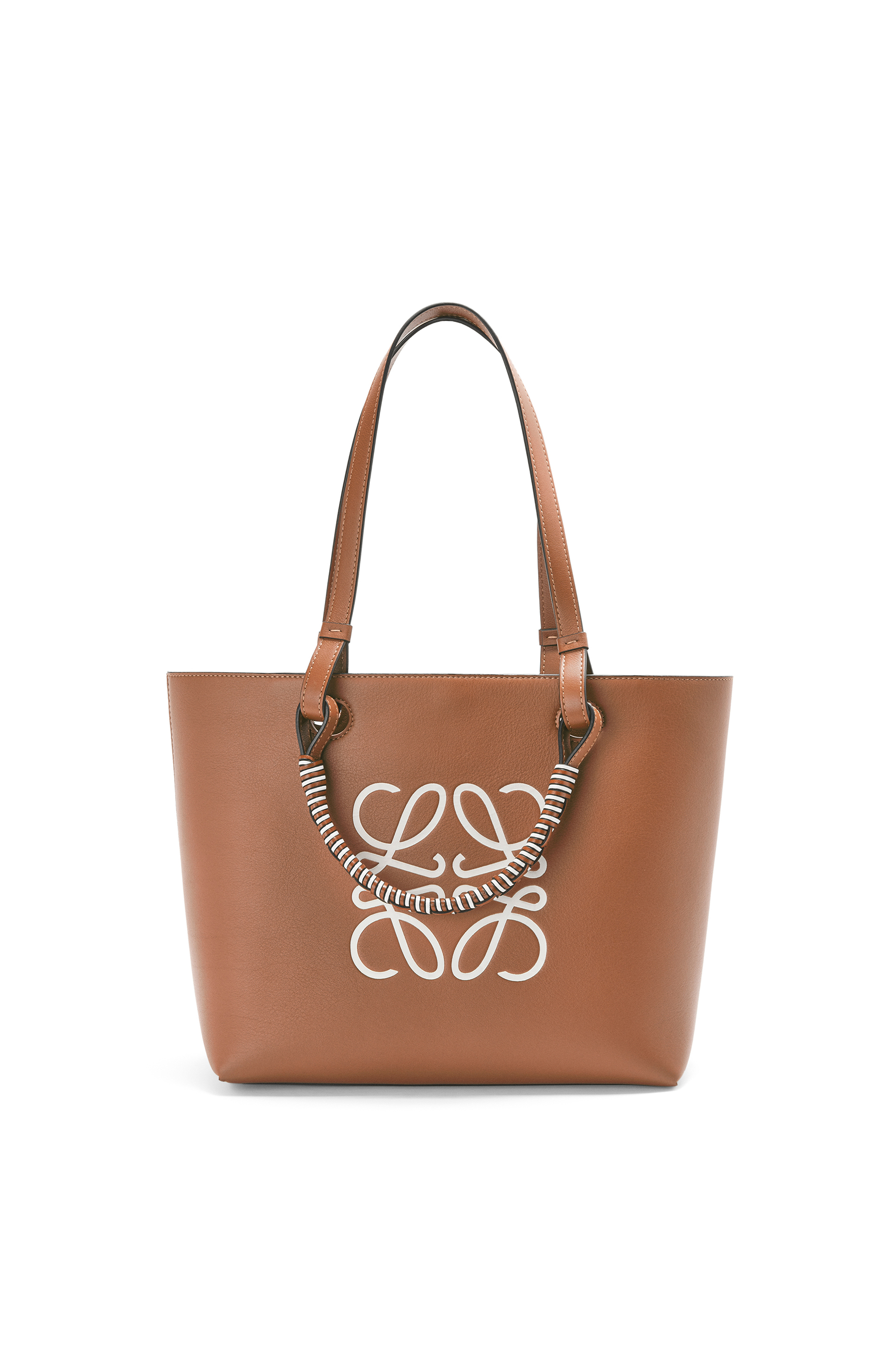 Bolso Anagram tote pequeño en piel de ternera clásica Bronceado/Blanco  Suave - LOEWE