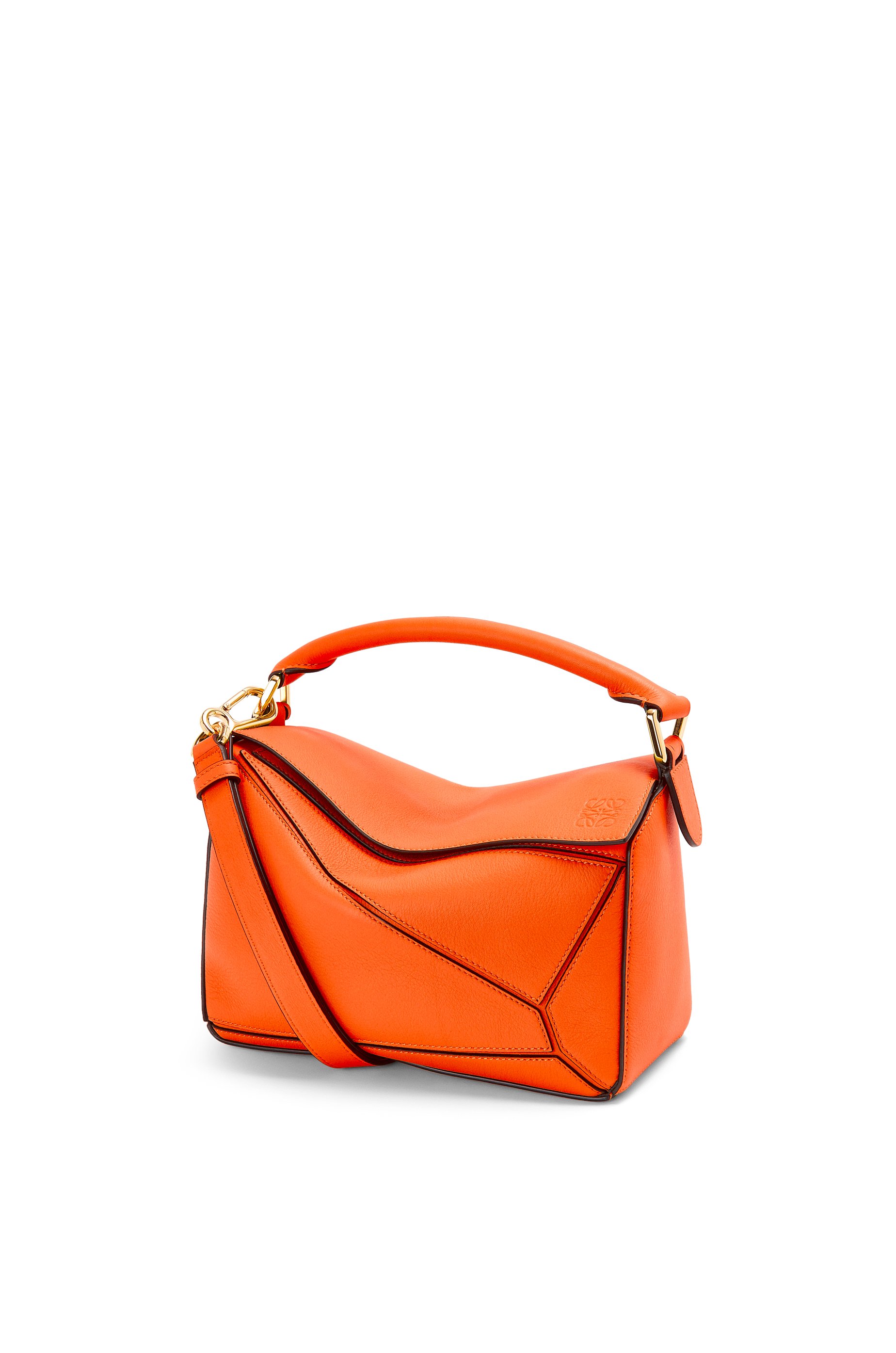 LOEWE Puzzle Bag In Satin Calfskin Mini Orange In Calfskin Leather With ...