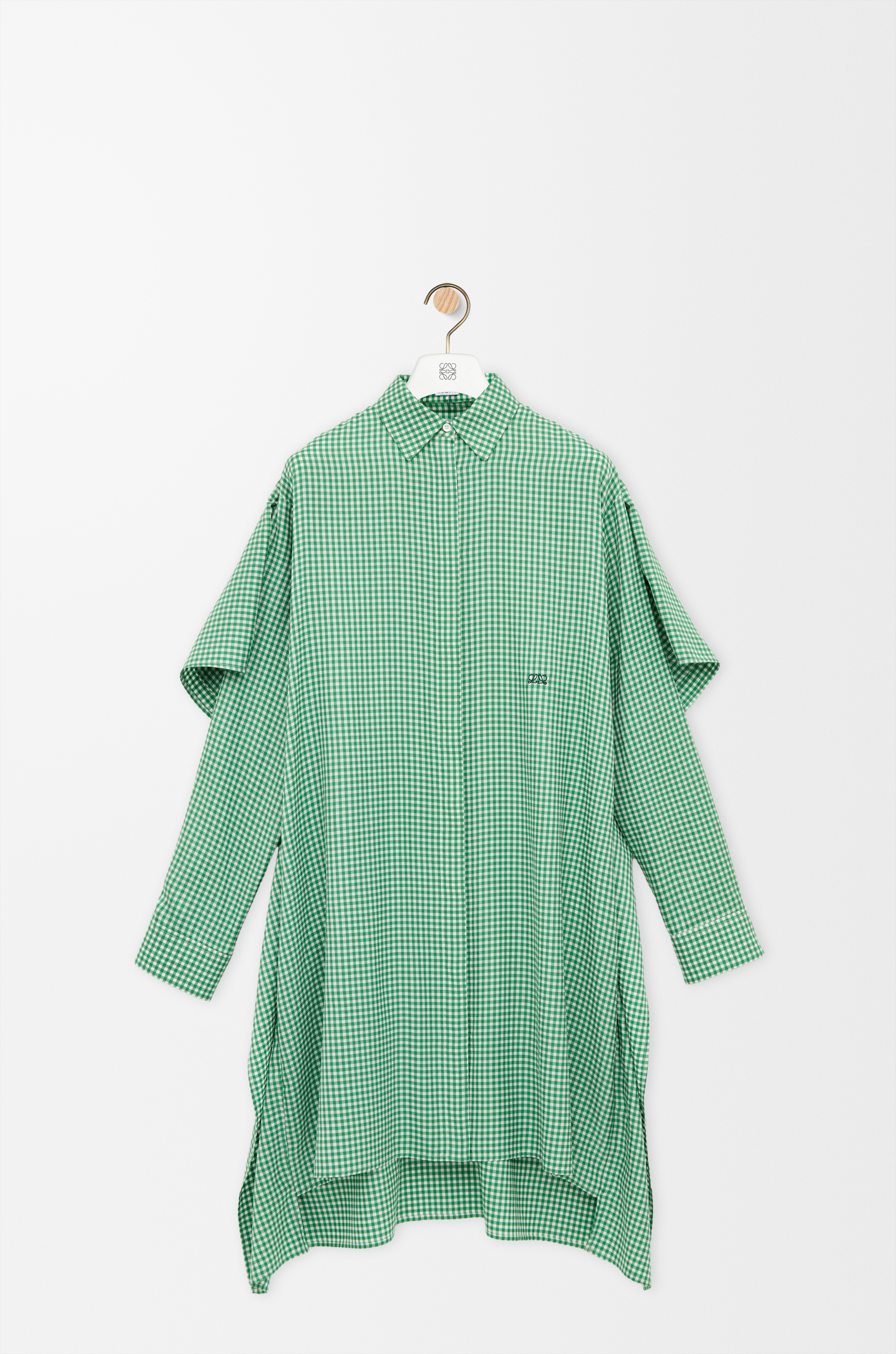 LOEWE ホエールカフス シルバー×グリーン Cape dress in silk Green - LOEWE USA Official Website