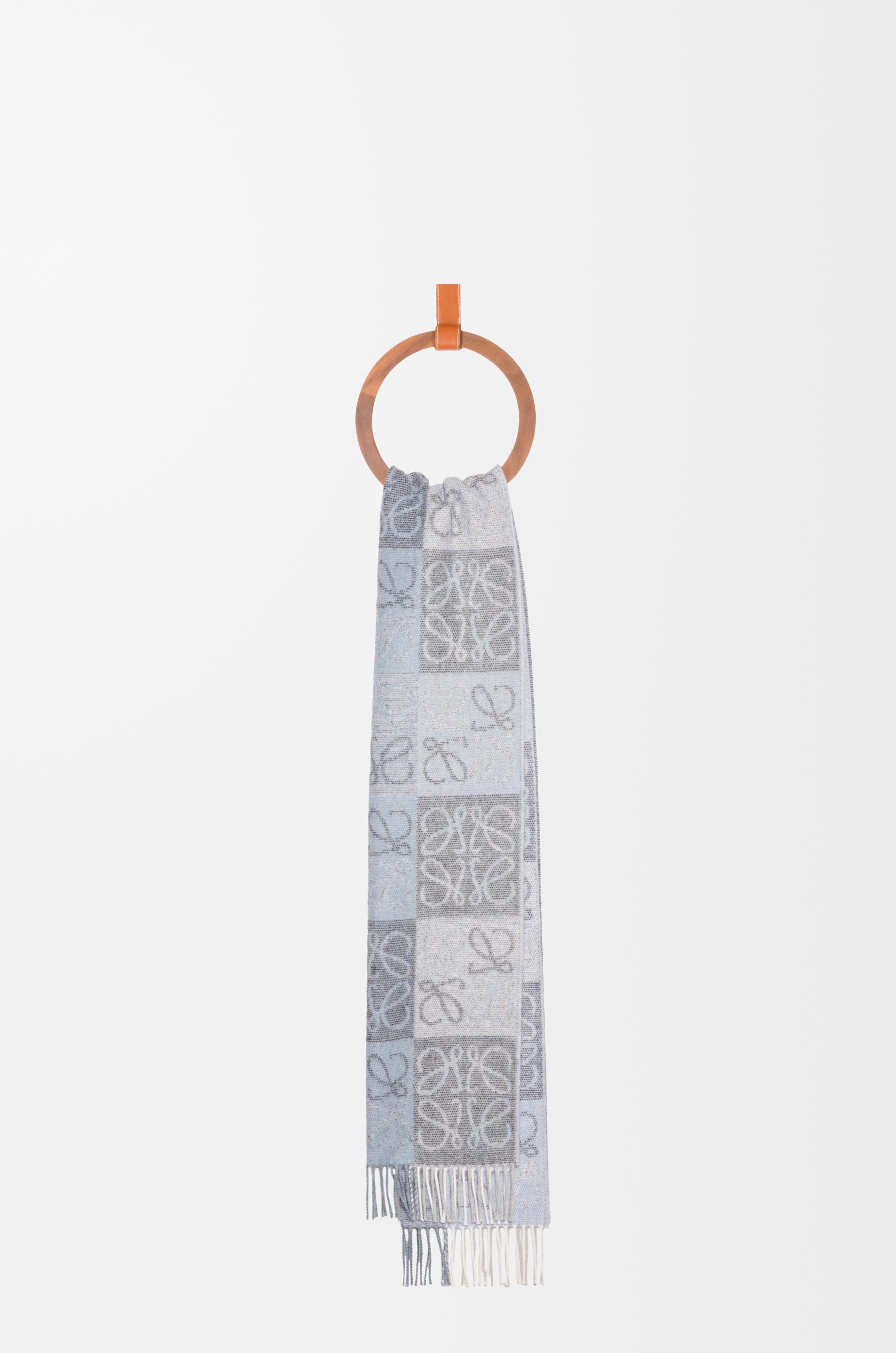 LOEWE Scarf in wool and cashmere Blue/White