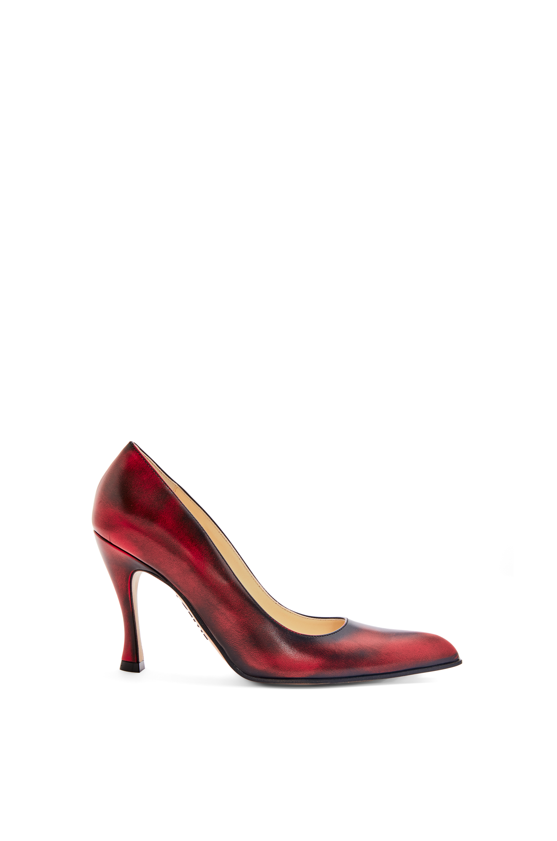LOEWE 26S OPEN-BACK HIGH HEELS 100MM IN DARK BROWN CALFSKIN WITH FUR main image 1