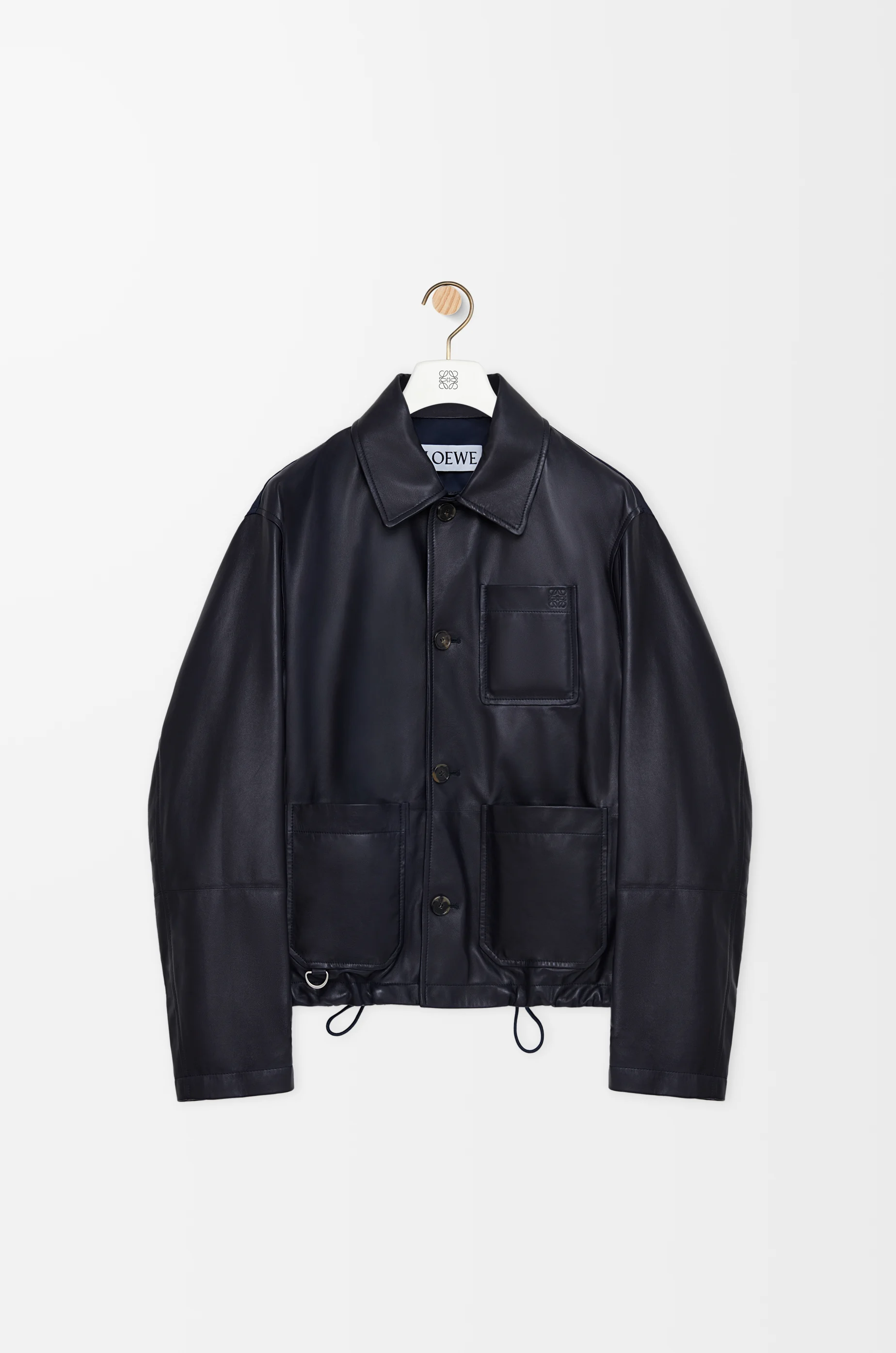 Workwear jacket in nappa lambskin and nylon Blue - LOEWE