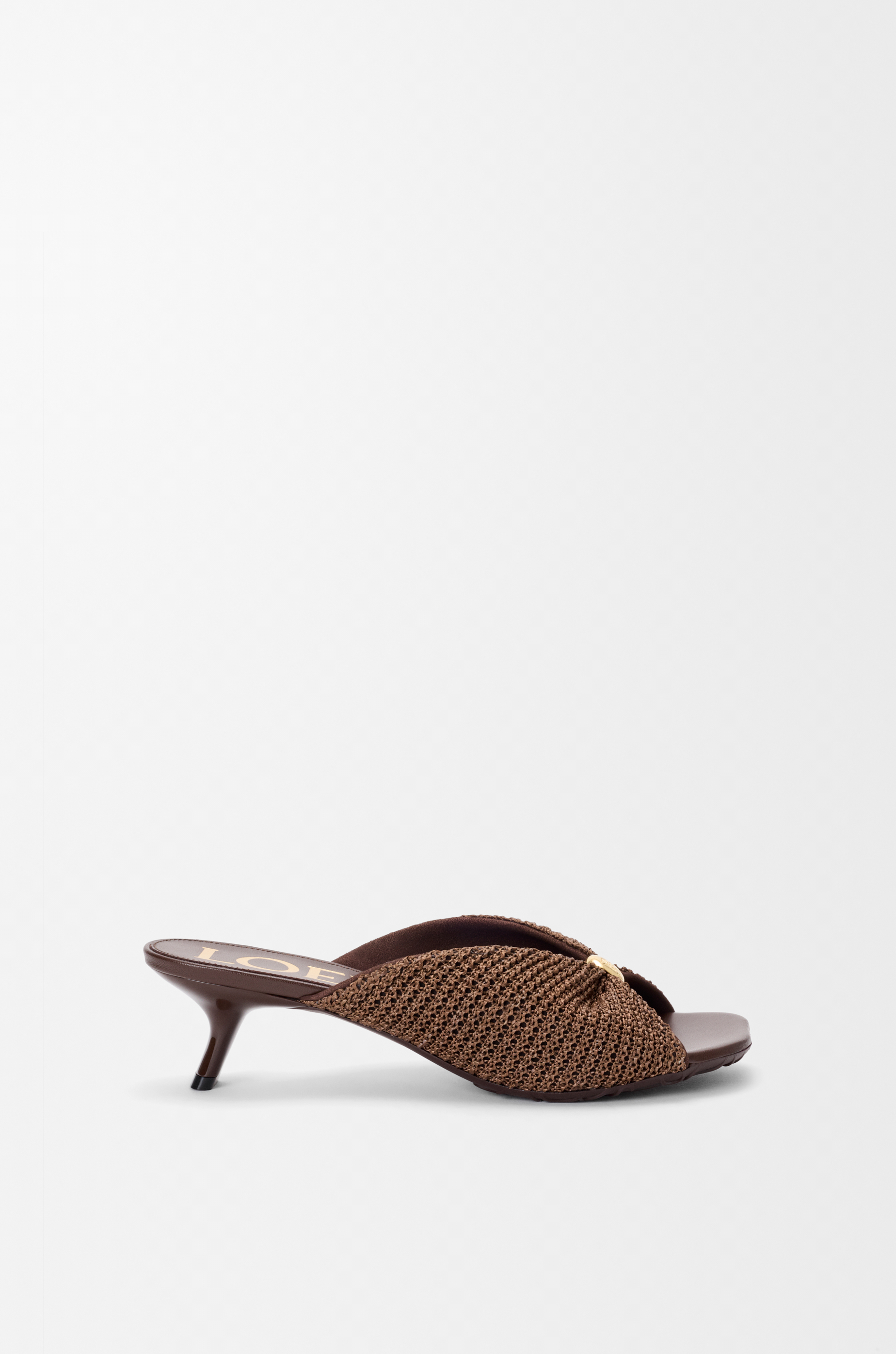 Pebble Soft slide in raffia-effect fabric Brown - LOEWE USA