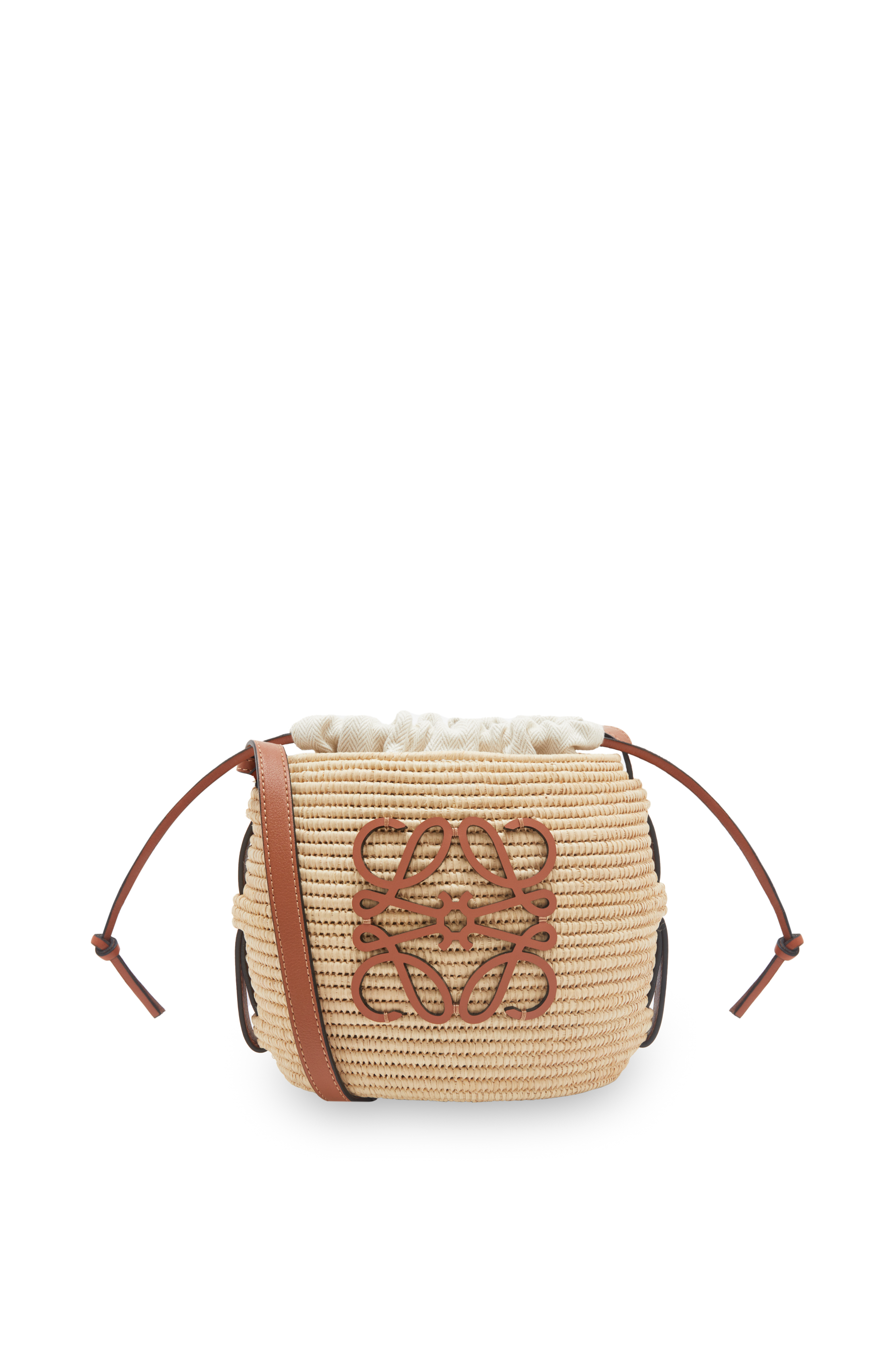 Beehive Basket bag in raffia and calfskin Natural/Tan - LOEWE