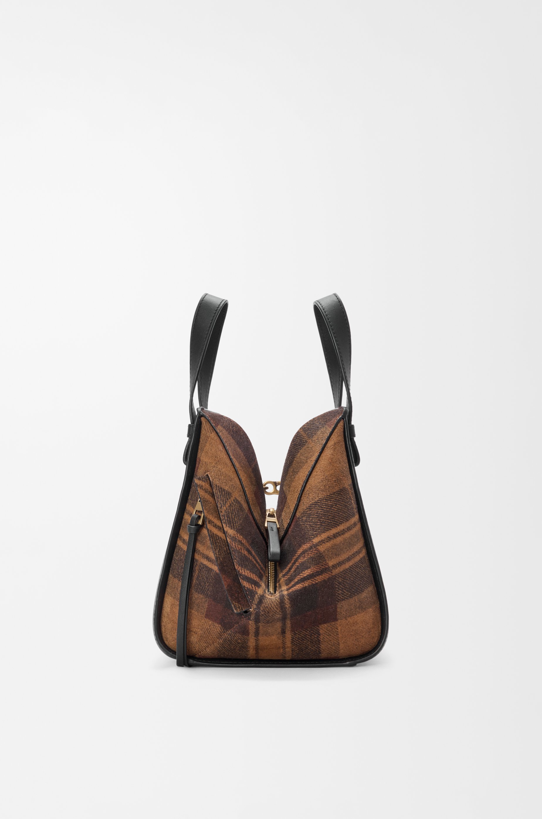 LOEWE Compact Hammock bag in suede and classic calfskin Tan/Black