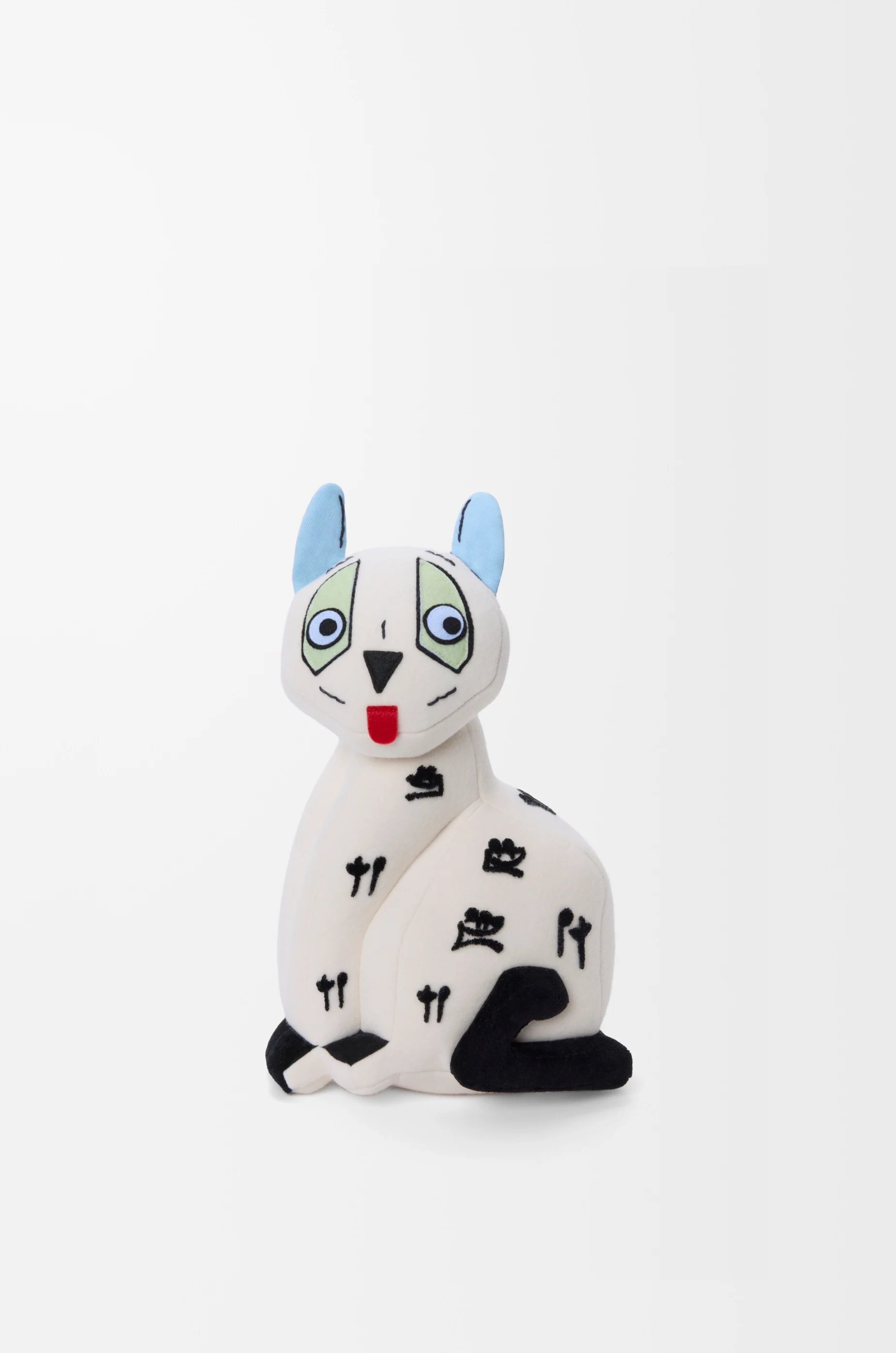 コットンベルベットの縞ネコさん　手のひらサイズのアンティークキャット　７ｃｍ キャット スタッフドトイ（コットンベルベット） ホワイト - ロエベ