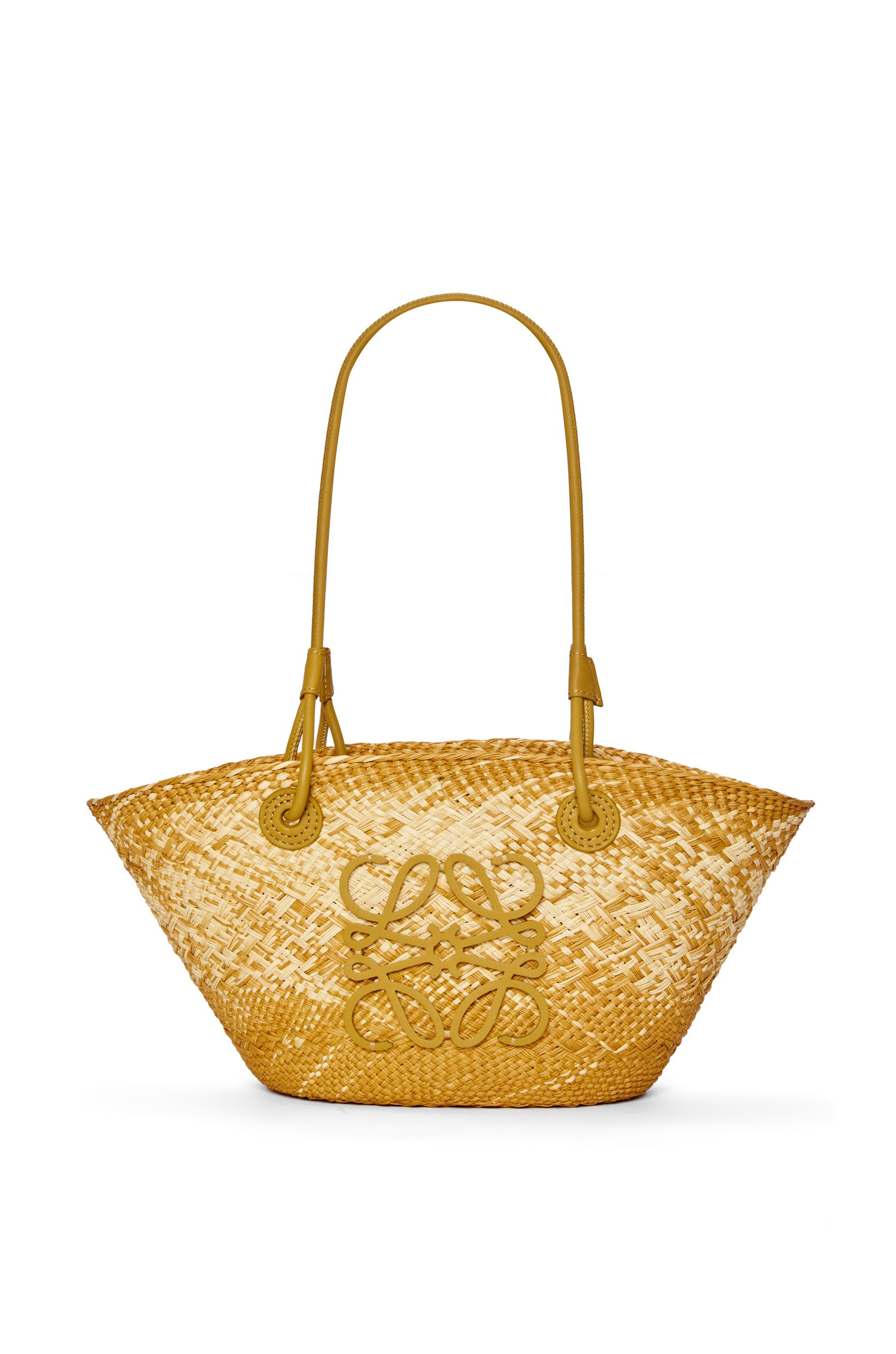 LOEWE 2021 SS Small Anagram Basket Bag In Iraca Palm And Calfskin (  A223P65X01)