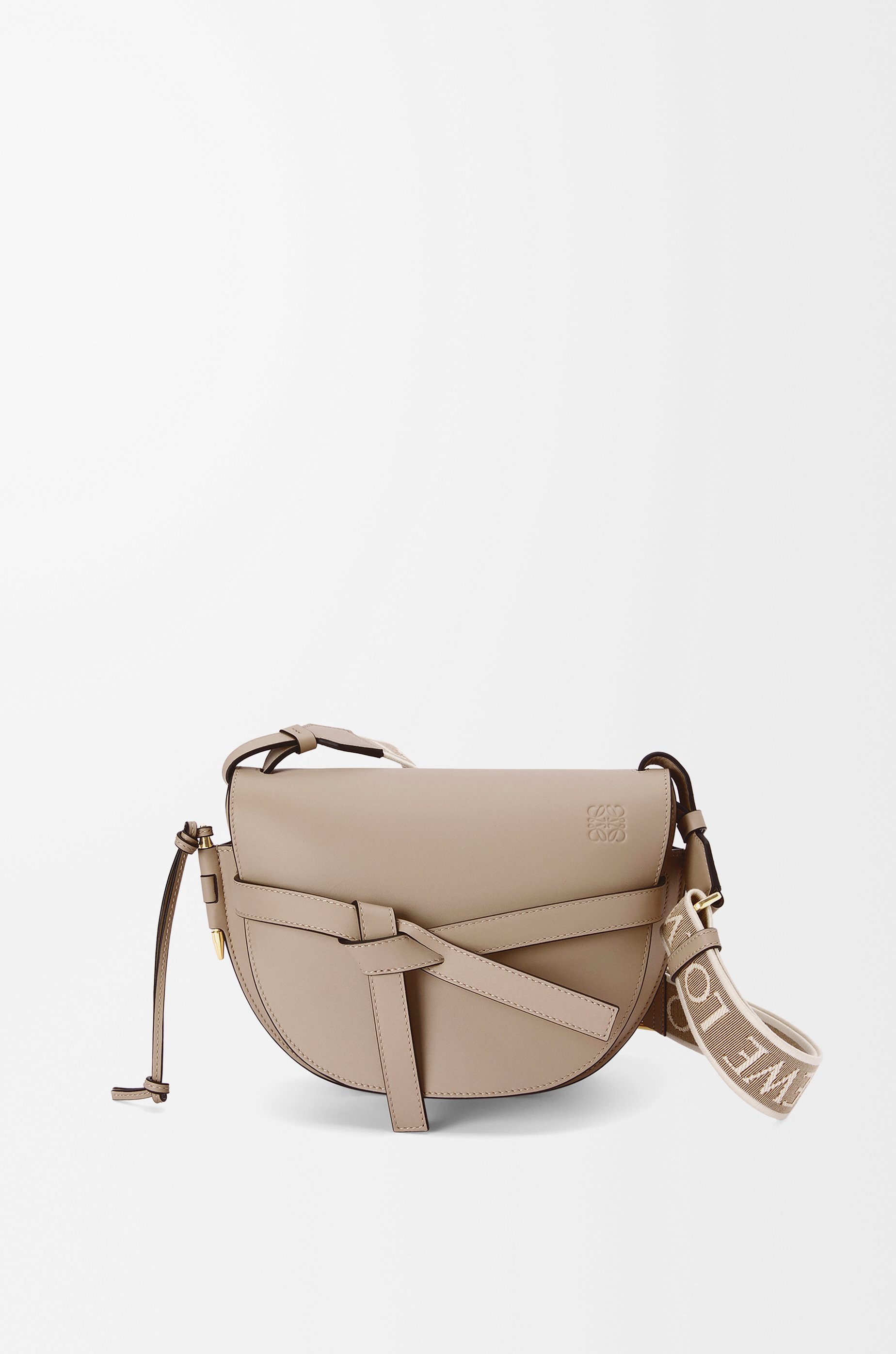 Small Gate bag in soft calfskin and jacquard Sand - LOEWE