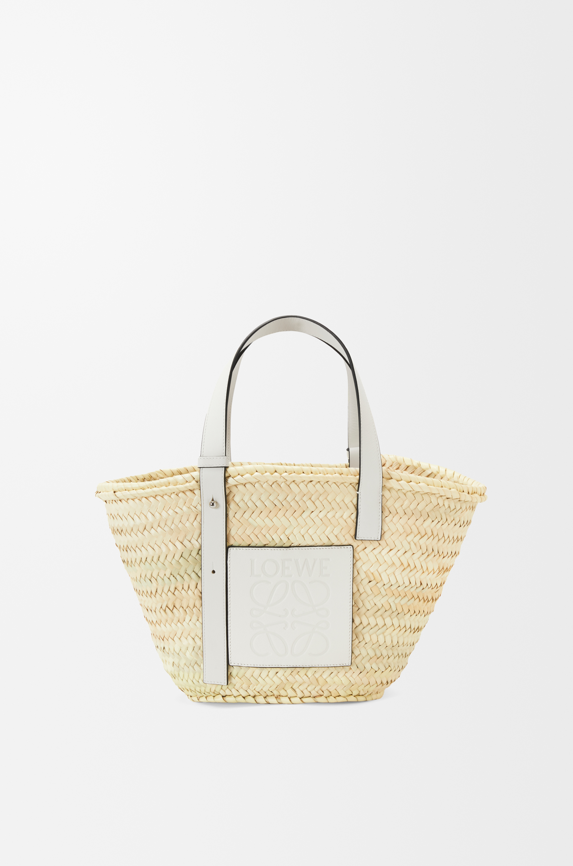 Basket bag in palm leaf and calfskin Beige - LOEWE