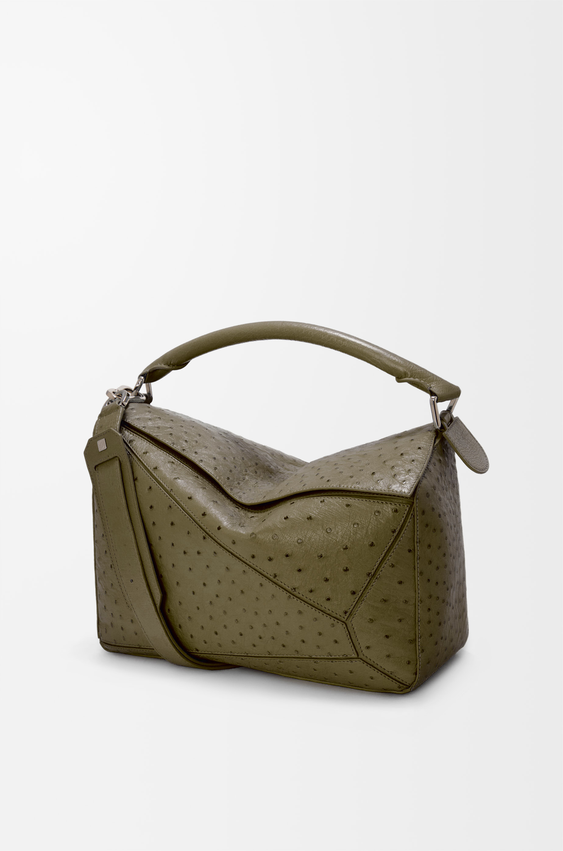 パズルバッグ ラージ（オーストリッチ） グリーン - LOEWE