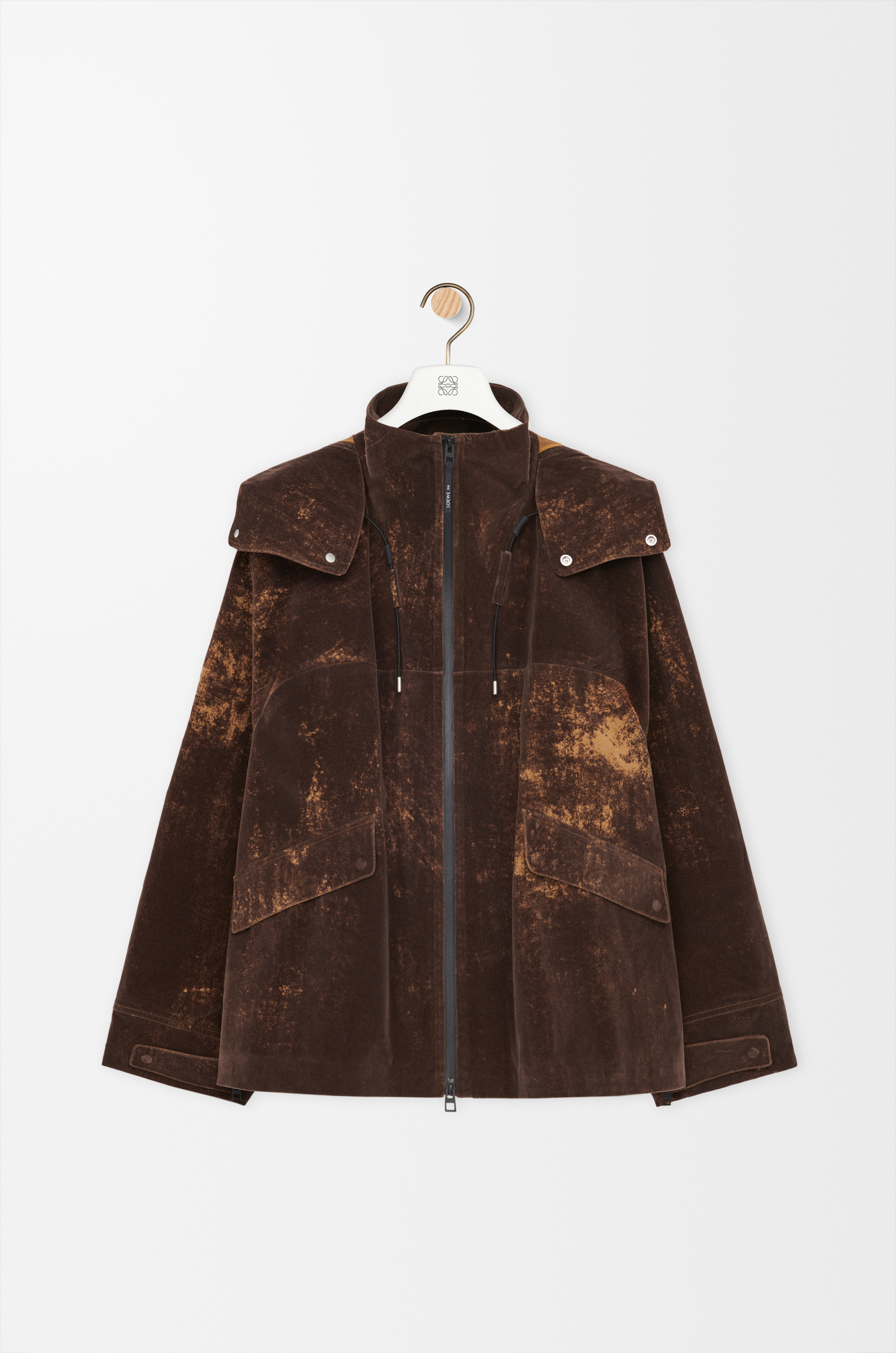 Jacket in flocked technical shell Brown - LOEWE
