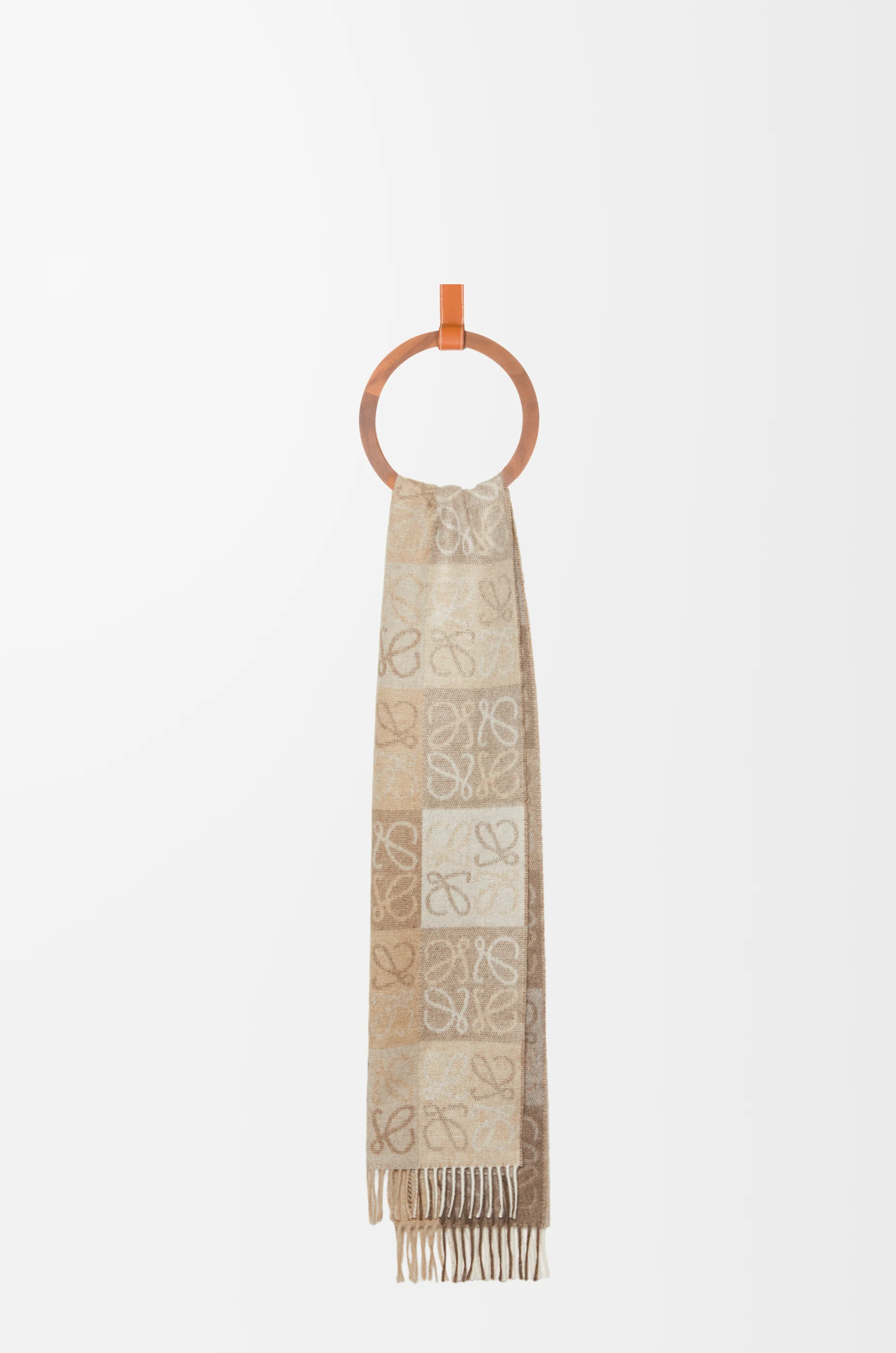 LOEWE Scarf in wool and cashmere White/Beige