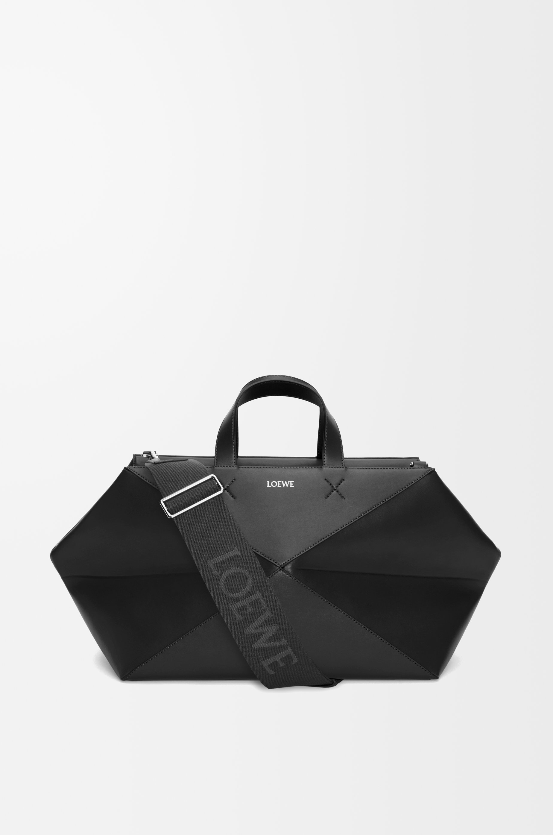 Puzzle Fold Duffle in shiny calfskin