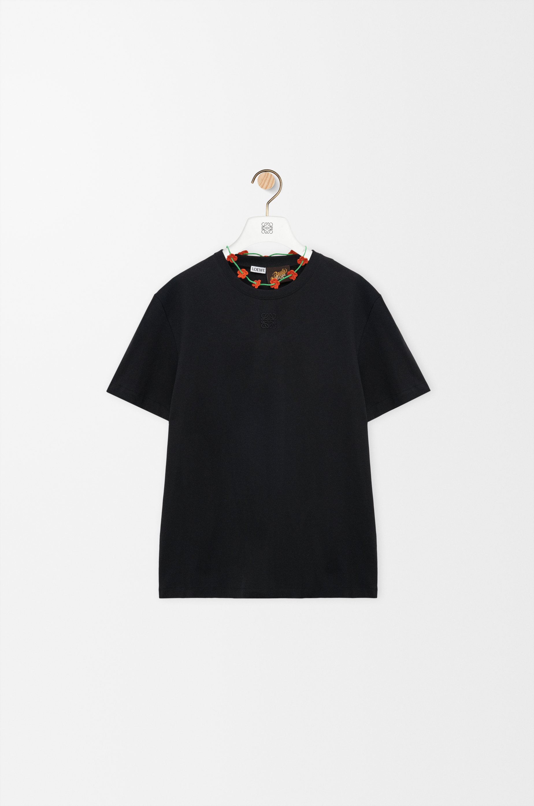 Crochet T-shirt in cotton Black - LOEWE