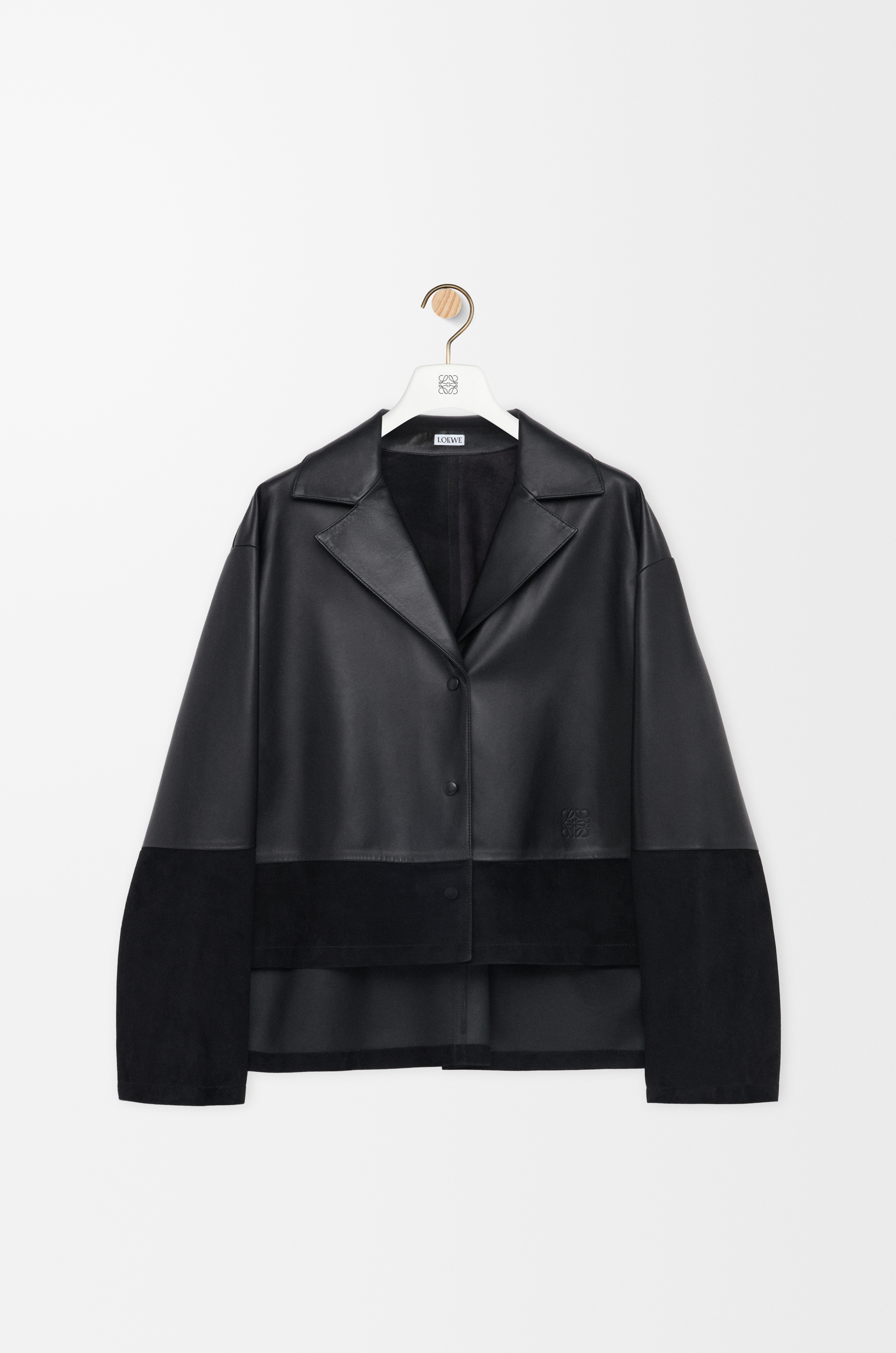 Pyjama blouse in nappa lambskin and suede goatskin Black - LOEWE Pyjama blouse in nappa lambskin and suede goatskin Black - LOEWE