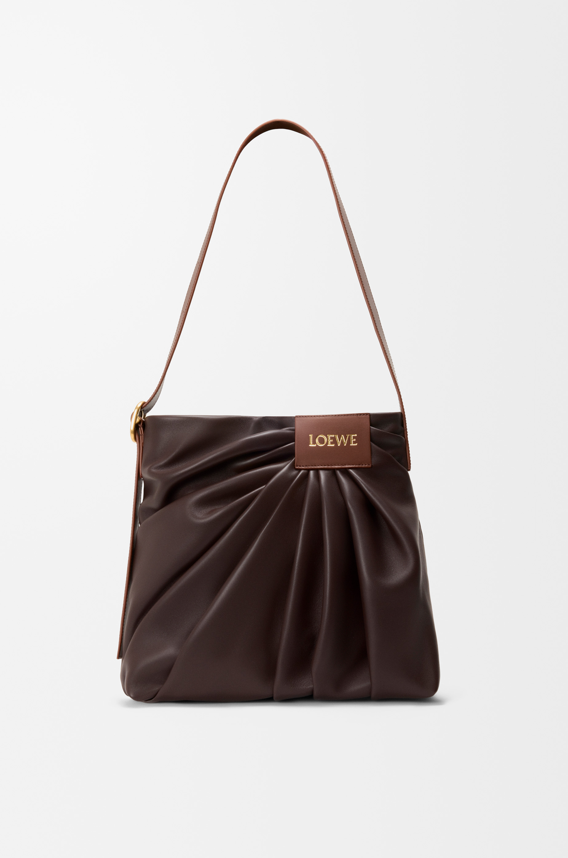 Draped tote in mellow nappa lambskin Brown - LOEWE USA Official