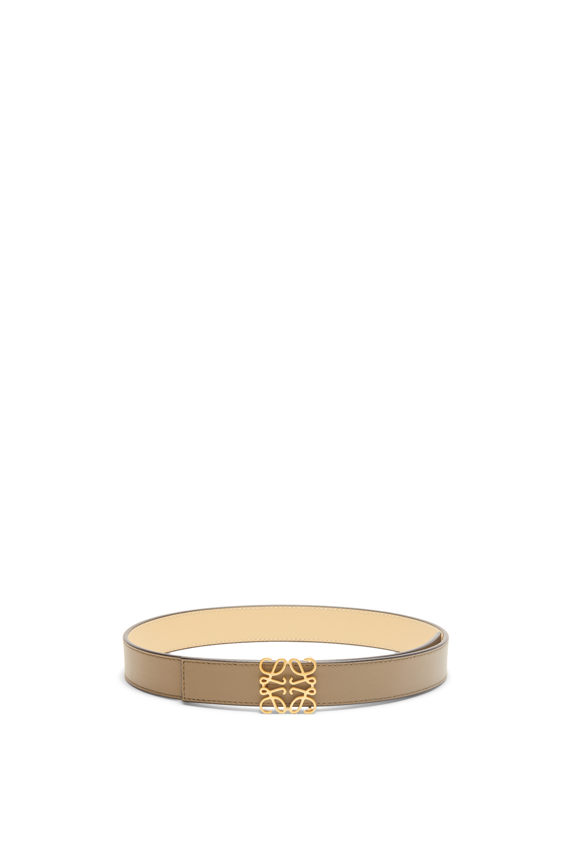 Reversible Anagram belt in smooth calfskin Artichoke Green/Butter/Gold - LOEWE