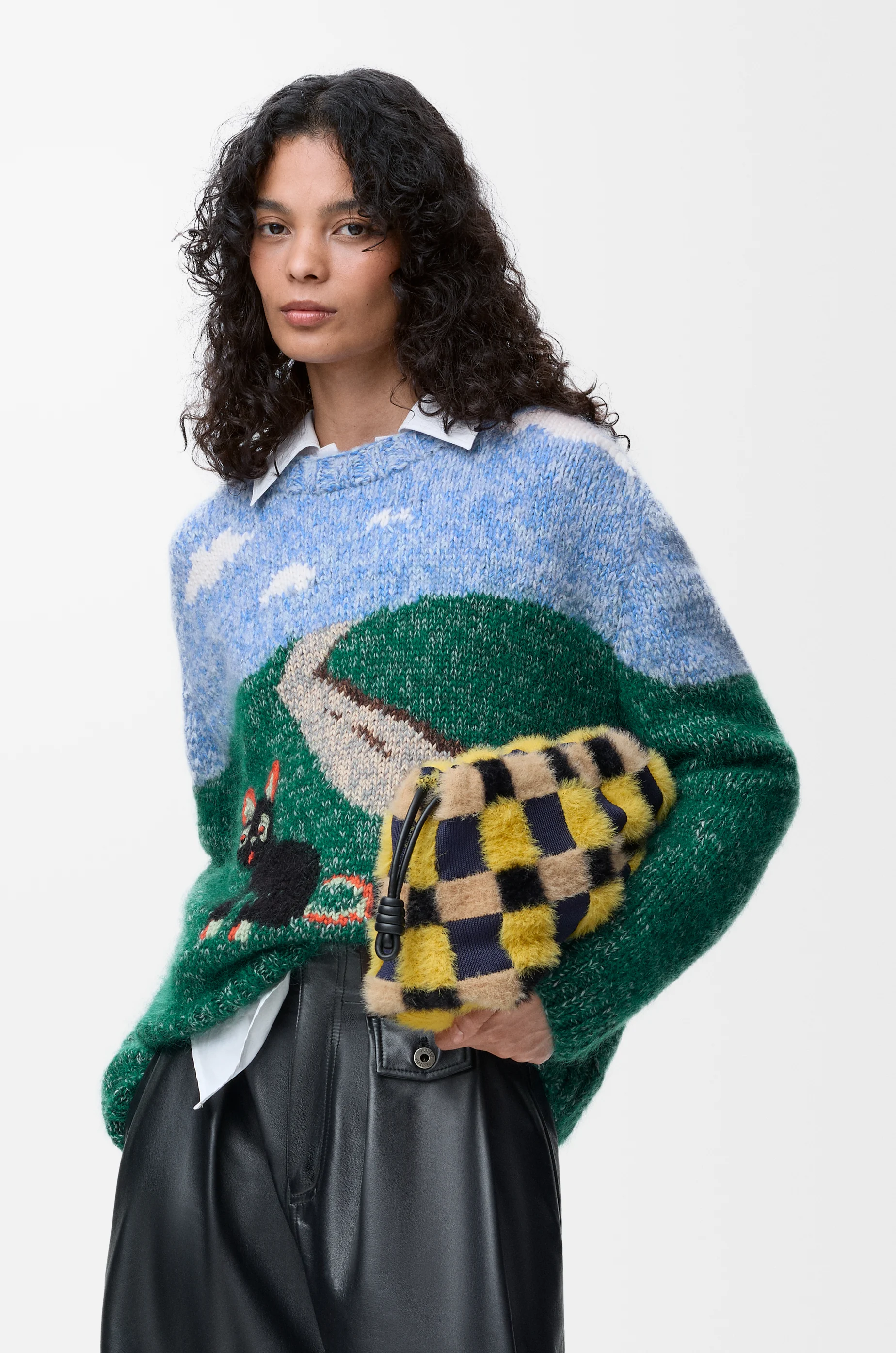 LOEWE Jersey en lana y mohair Azul/Multicolor