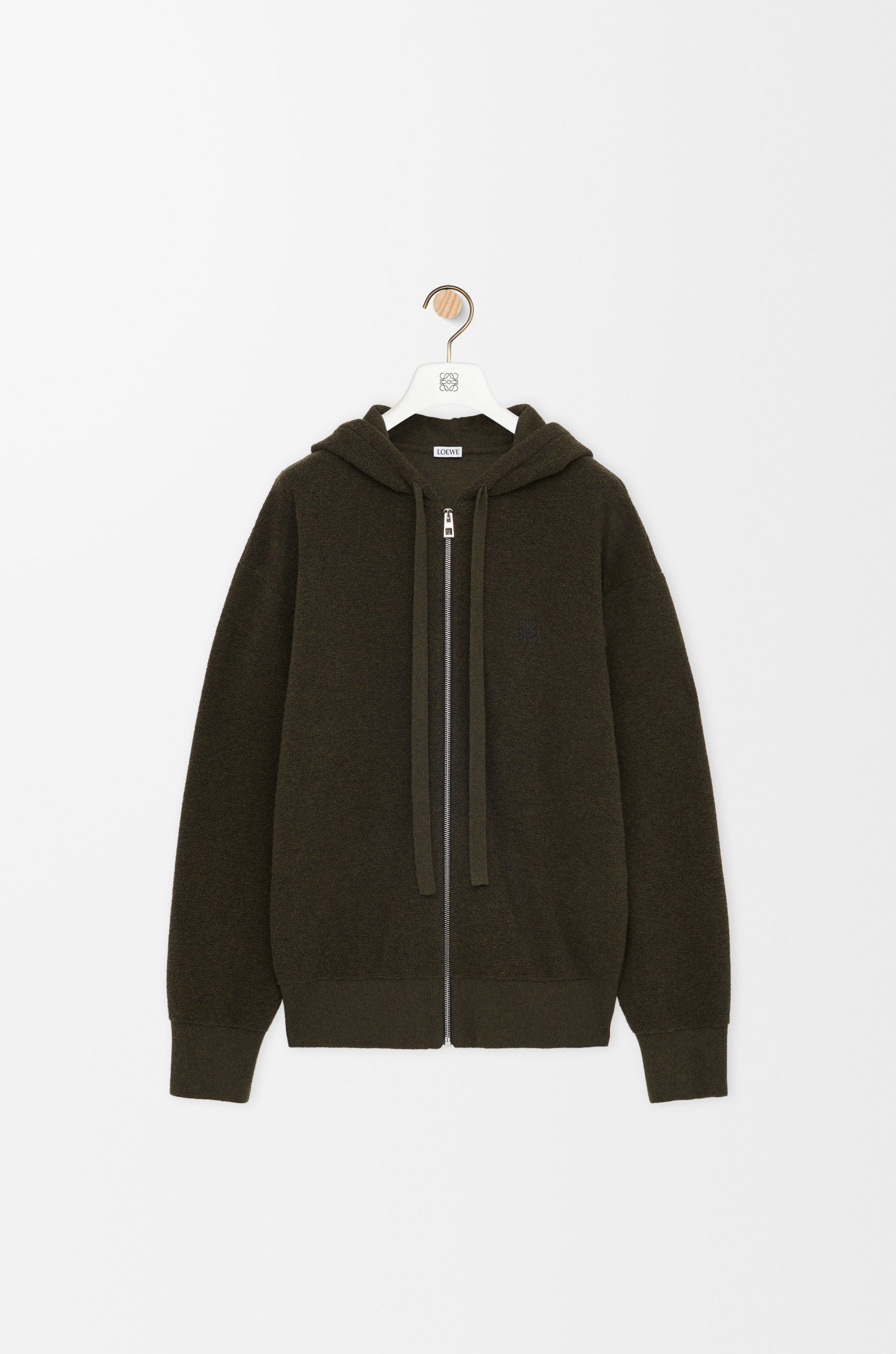 Anagram zip-up hoodie in wool Green - LOEWE