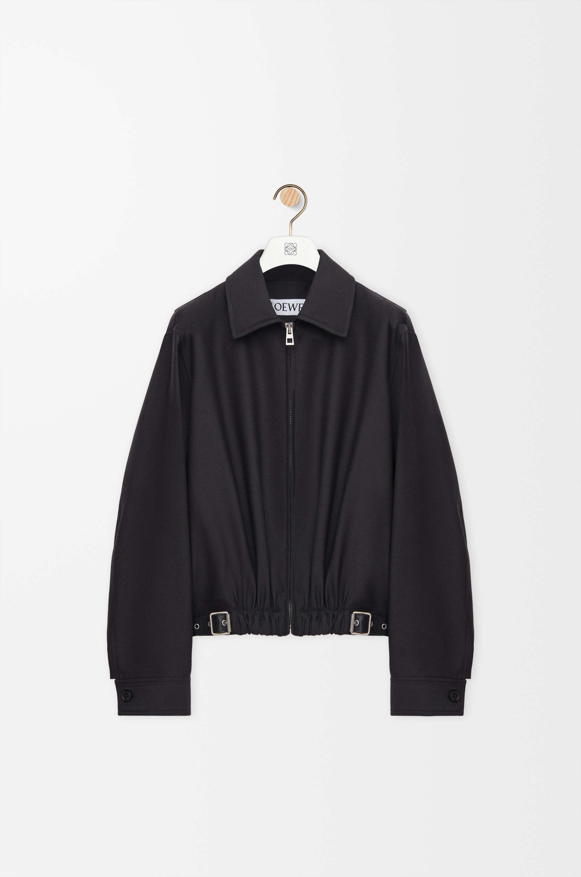 LOEWE ゴートレザー シルク ライダースジャケット ブラック ダブルジップ kldclothing_hku48ti20giv