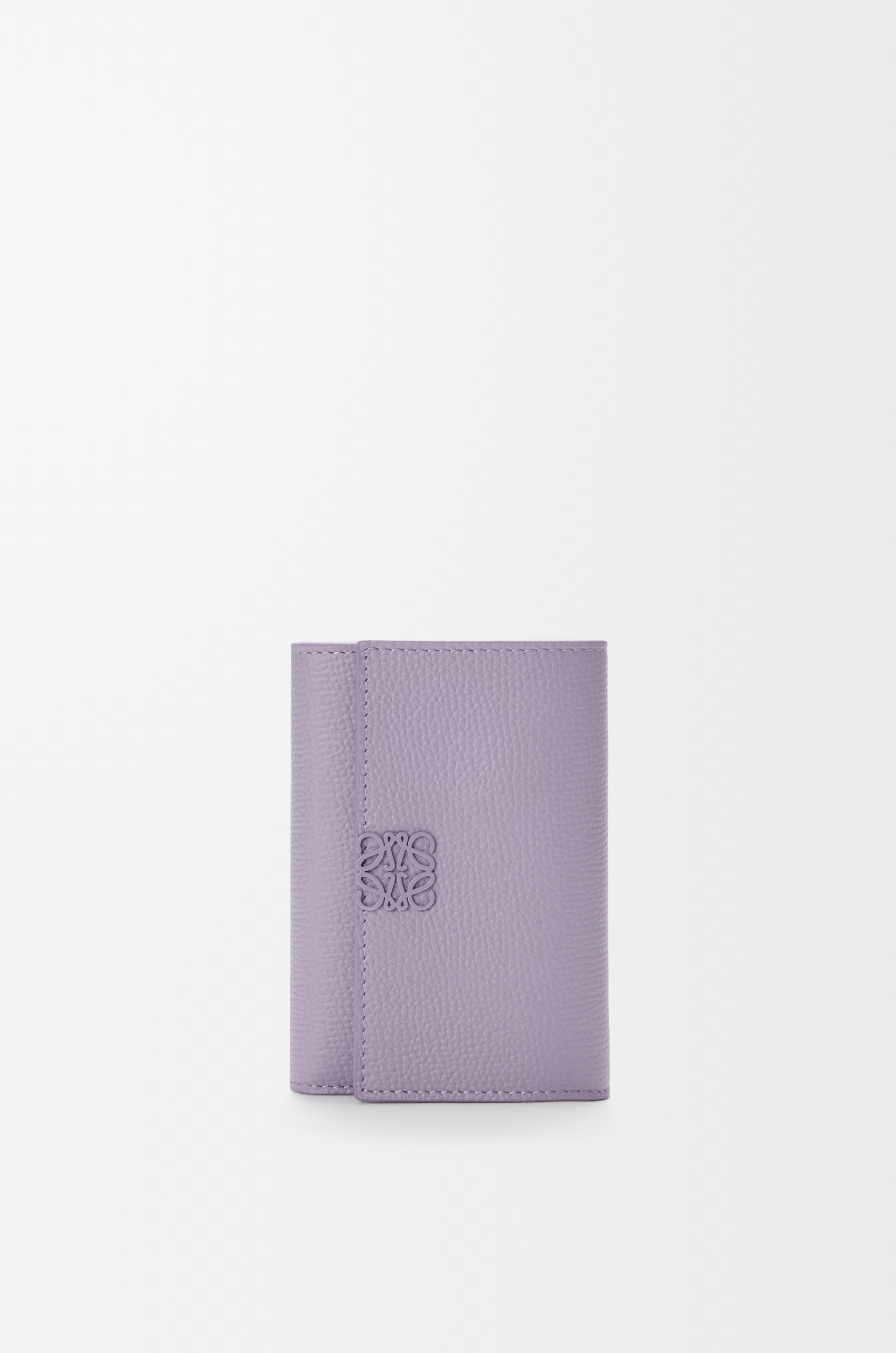 Anagram small vertical wallet in pebble grained calfskin Purple