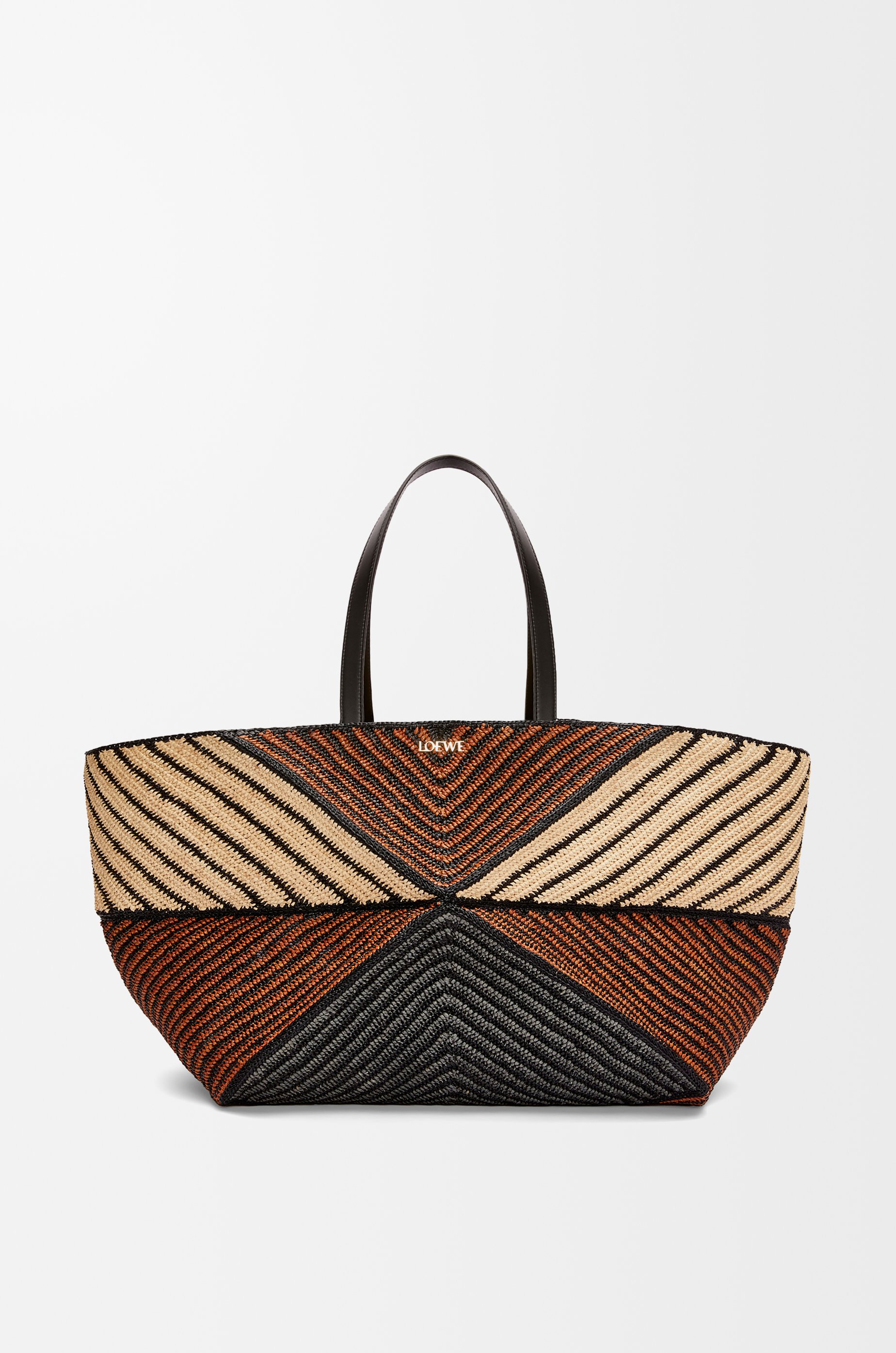XXL Puzzle Fold Tote in raffia Brown - LOEWE