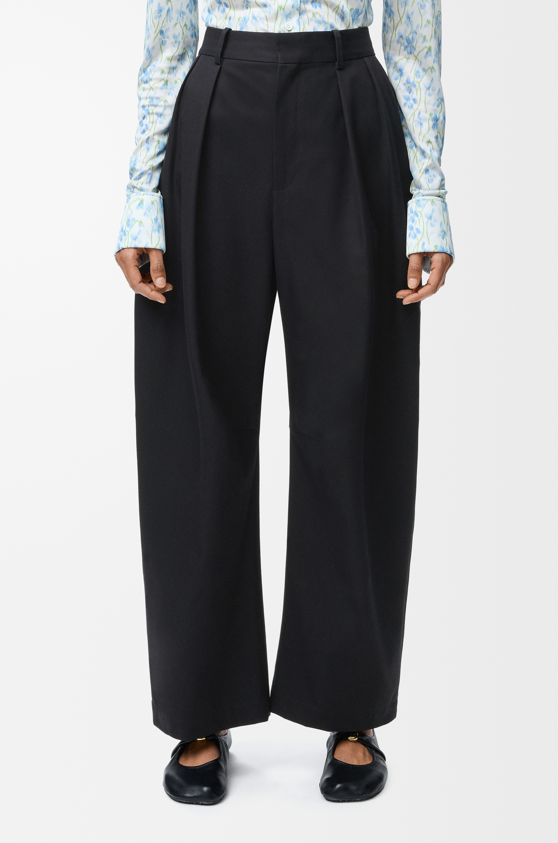 LOEWE Barrel trousers in cotton and silk Black