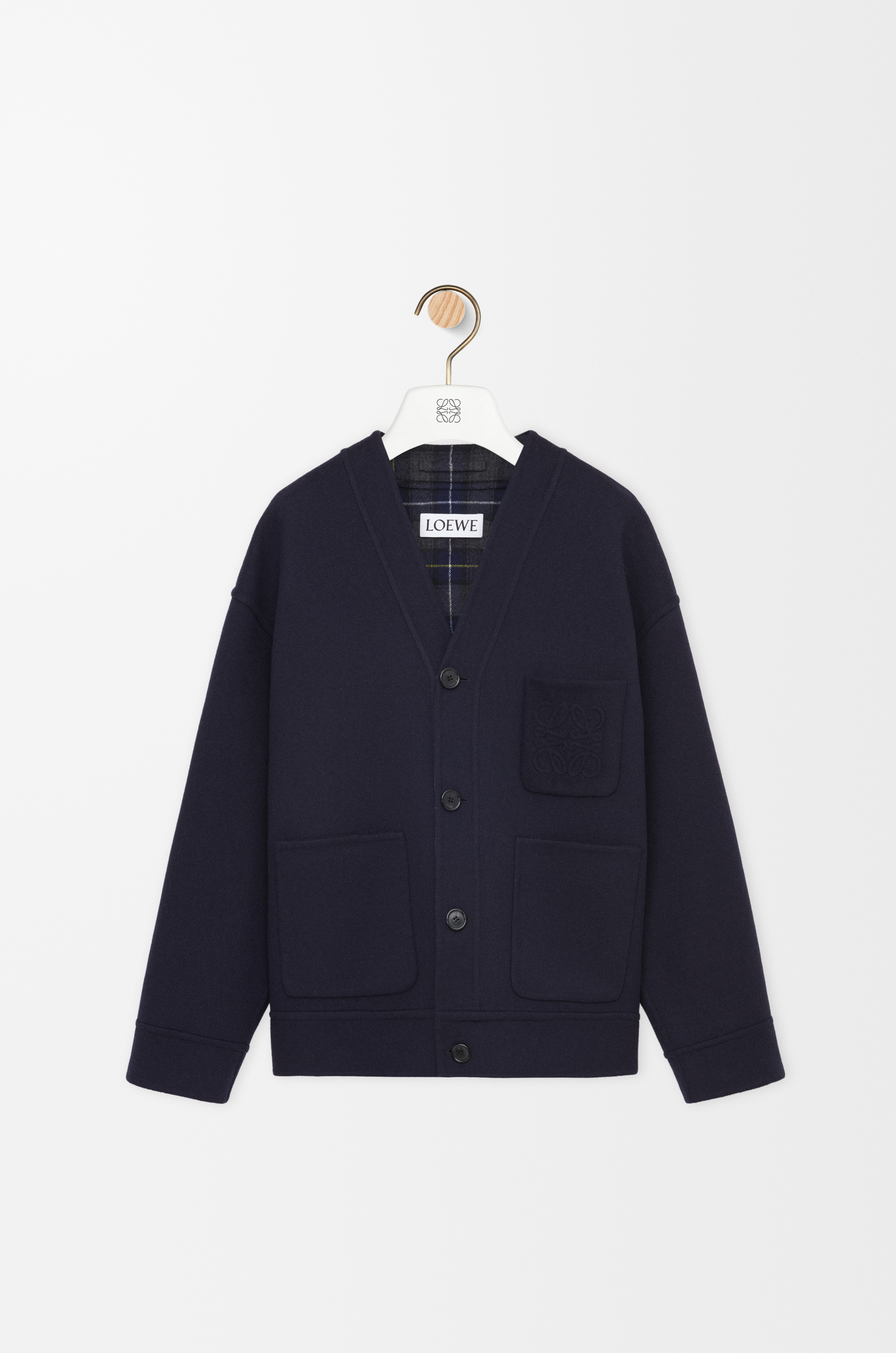 Cardigan in wool and cashmere Blue - LOEWE USA Official Website