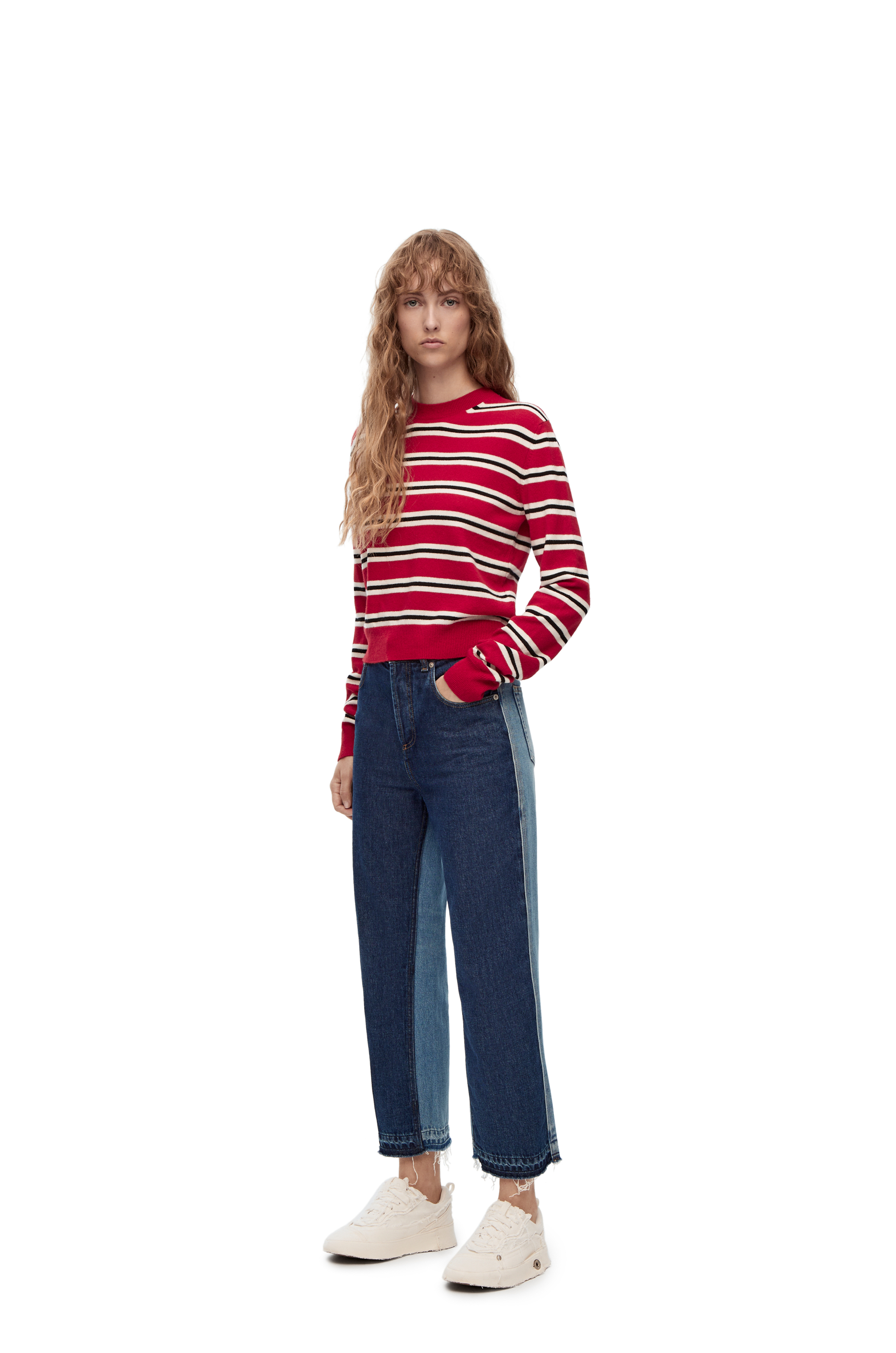 Cropped jeans in denim
