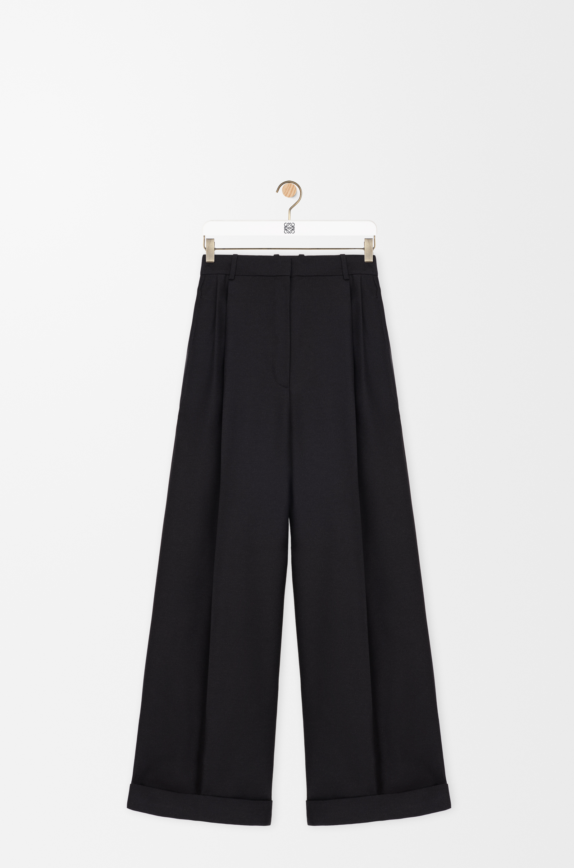 Trousers in wool and silk Black - LOEWE